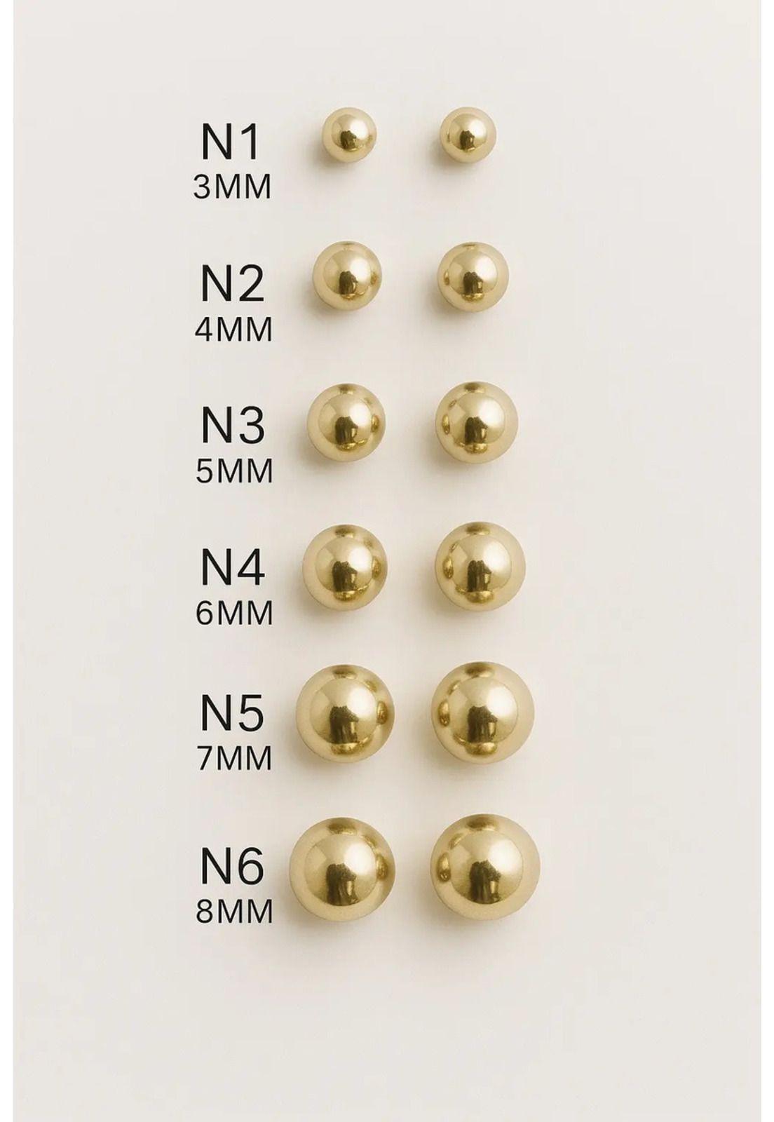Aros Bolita 8mm N6 Oro 18k 1.20g Juvenil Mujer Hipoalergénic Dorado-3
