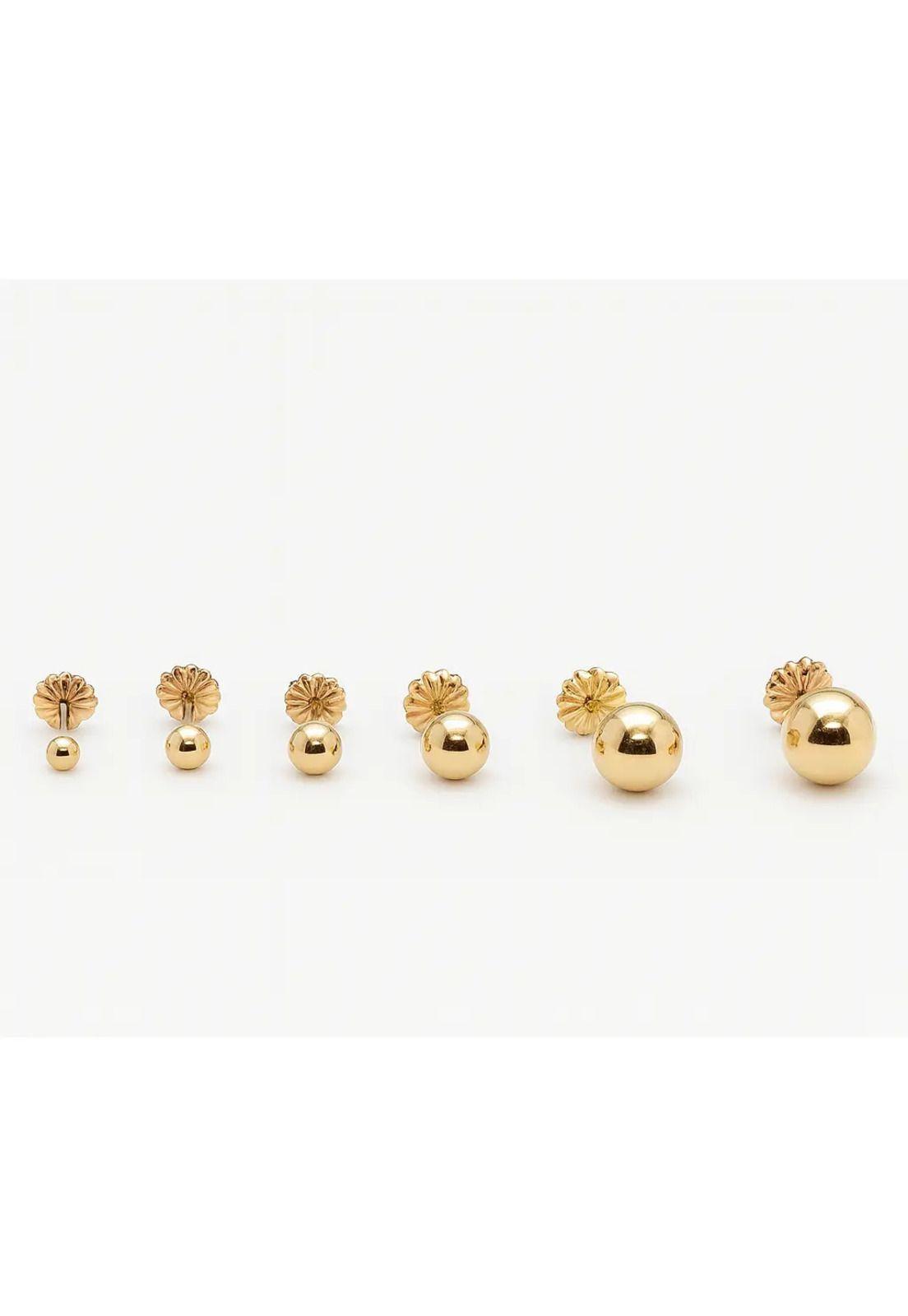 Aros Bolita 8mm N6 Oro 18k 1.20g Juvenil Mujer Hipoalergénic Dorado-4