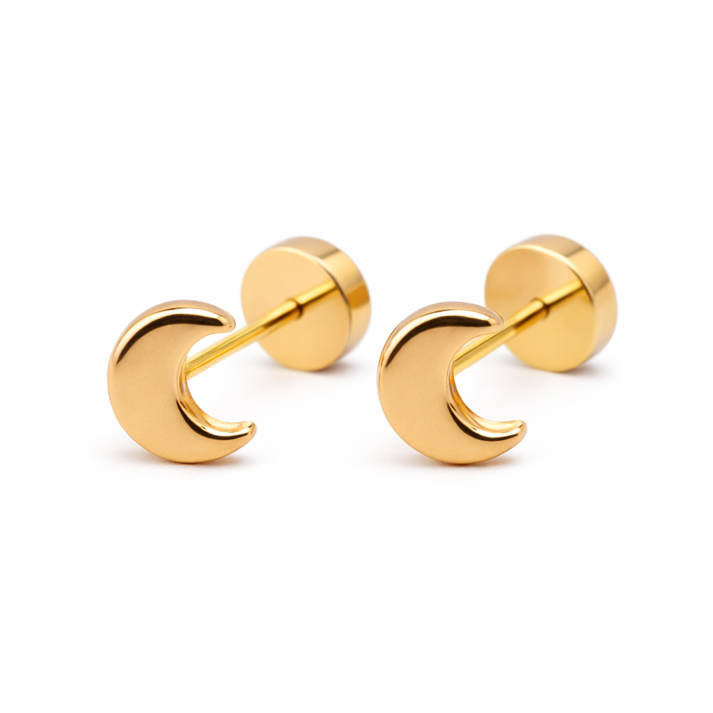 Aros Lunas Abridores 5x3 mm Oro 14k -0