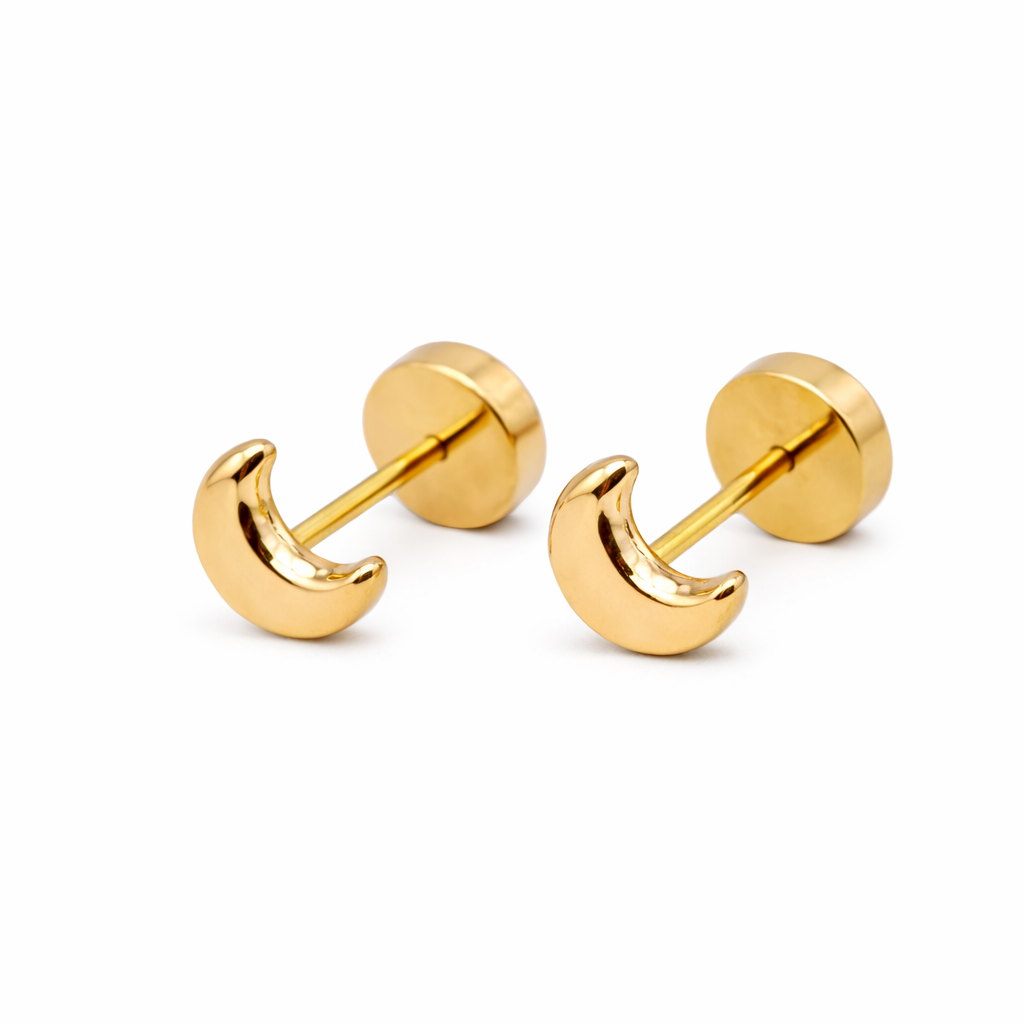 Aros Lunas Abridores 5x3 mm Oro 14k -1