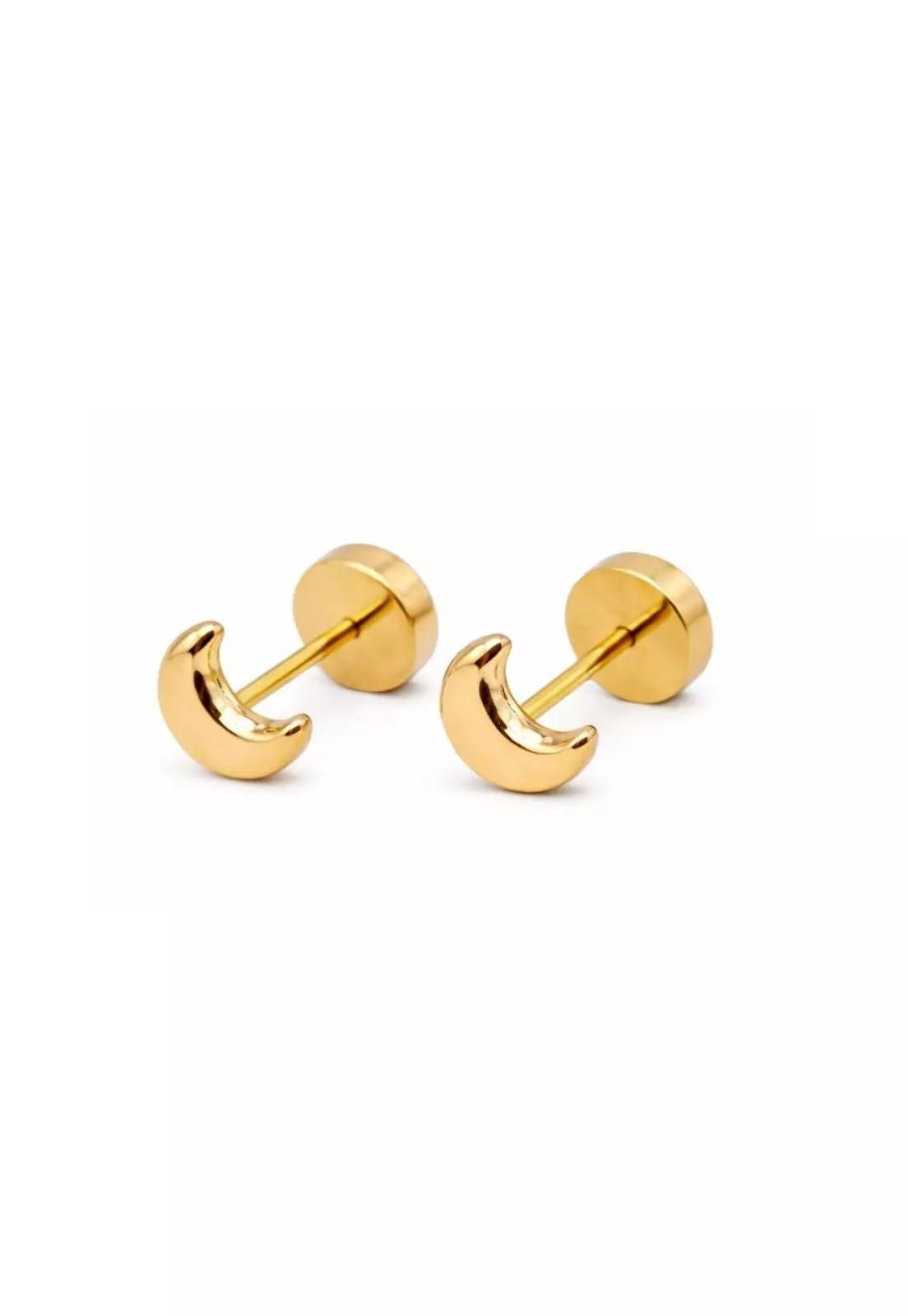 Aros Abridores Luna 5x3mm Oro 14k Bebé Niña Juvenil Dorado-1
