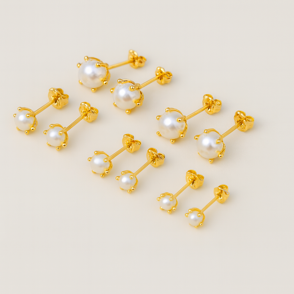 Aros Perla Cultivada 3mm Pistilo No1 Oro 18k Nacional-3