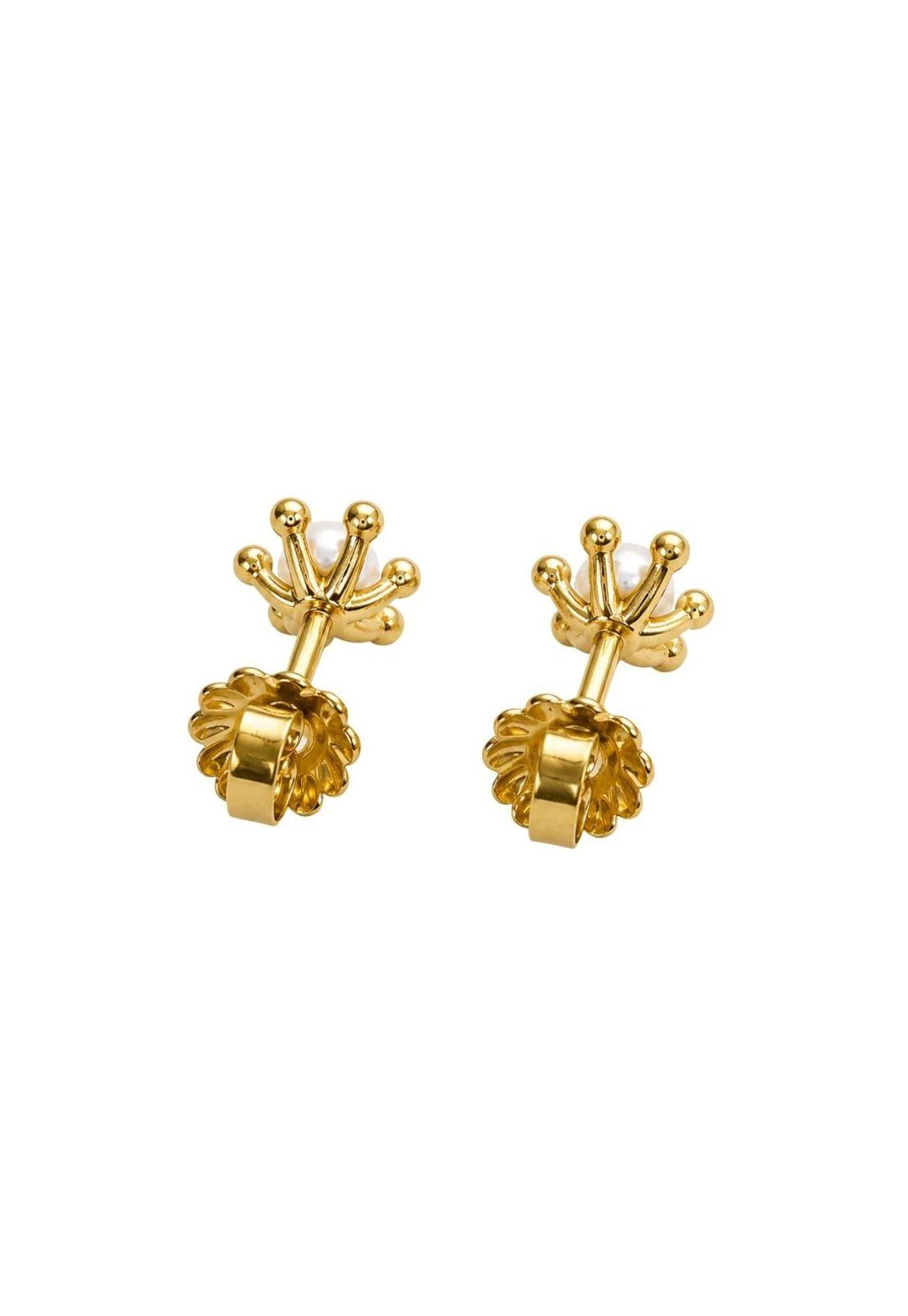Aros Perla Cultivada Pistilo 3mm N1 Oro 18k 0.95gr Mujer Dorado-2