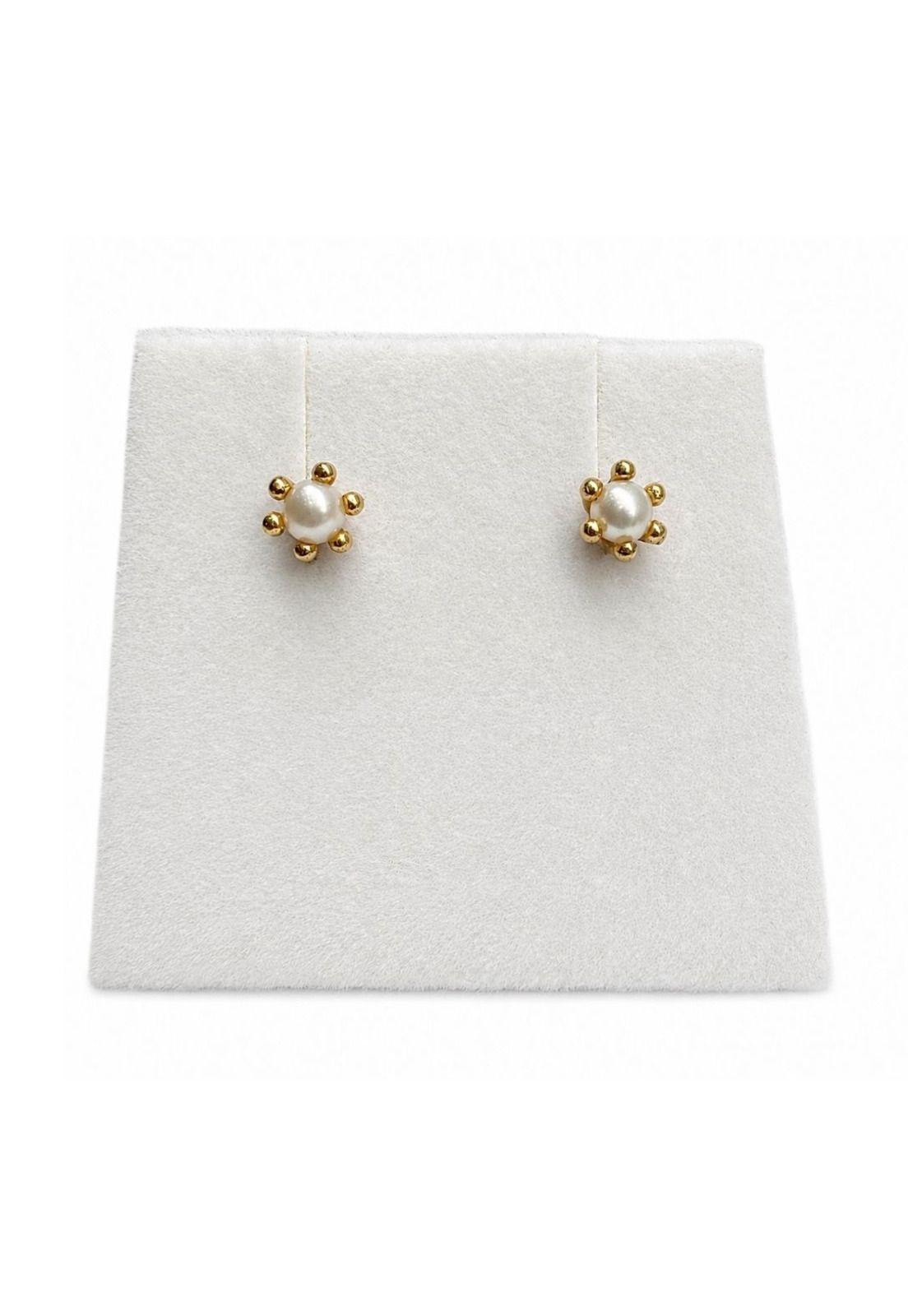 Aros Perla Cultivada Pistilo 3mm N1 Oro 18k 0.95gr Mujer Dorado-6