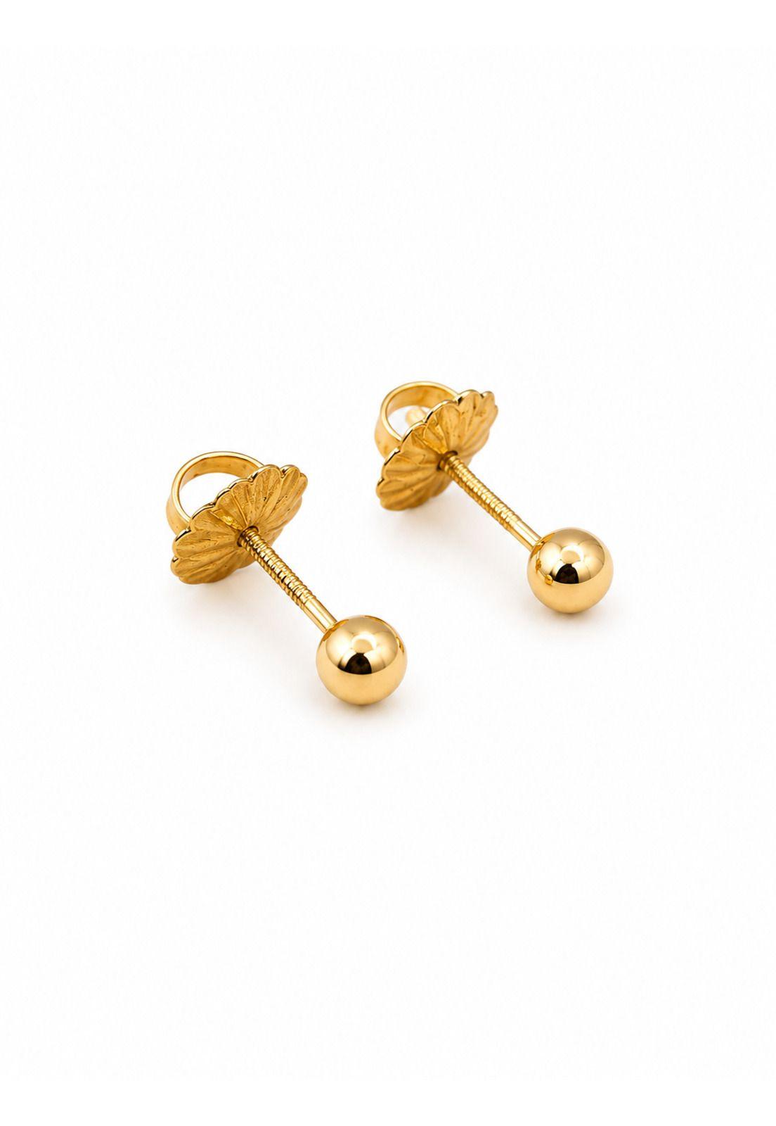 Aros Bolita 3mm N1 Oro 18k 0.50 Gr Bebé Hipoalergénico Dorado-1