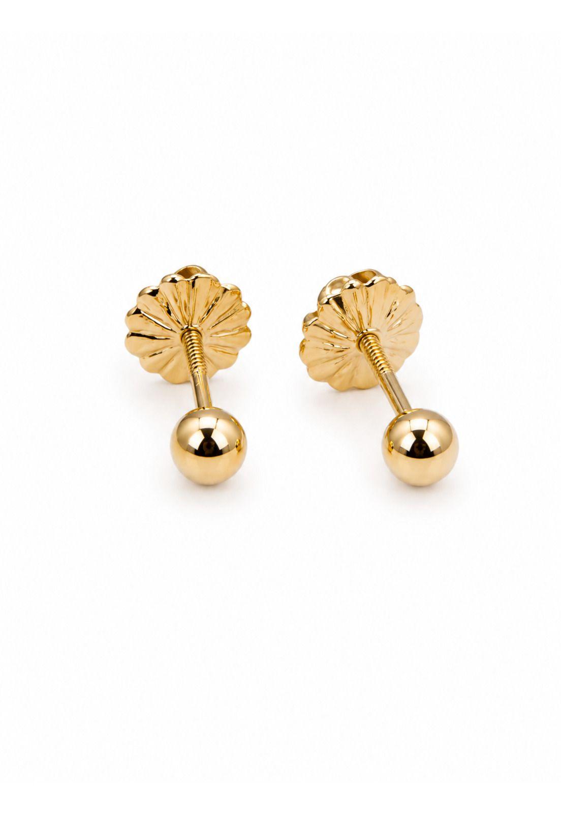 Aros Bolita 3mm N1 Oro 18k 0.50 Gr Bebé Hipoalergénico Dorado-2