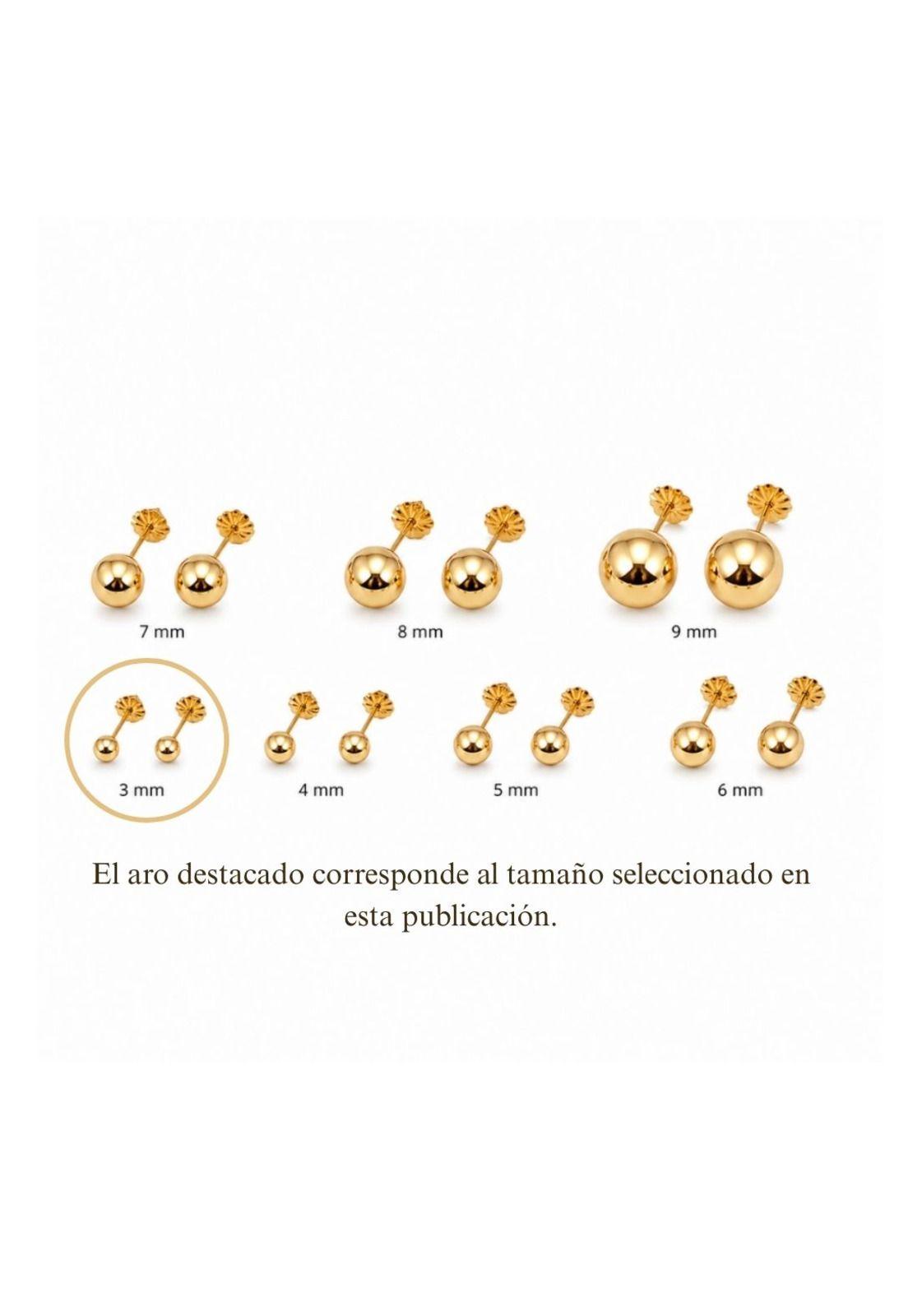 Aros Bolita 3mm N1 Oro 18k 0.50 Gr Bebé Hipoalergénico Dorado-6