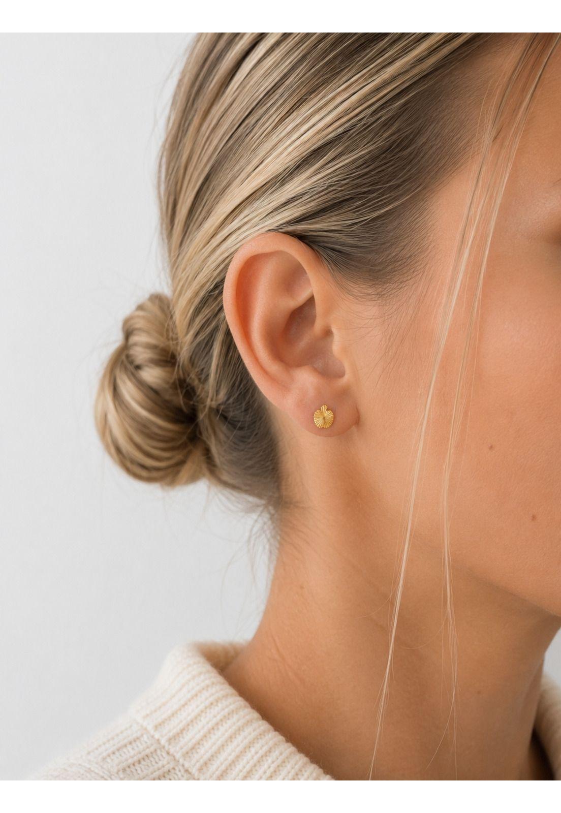 Aros Manzana Facetada 5mm Oro 18k 0.90gr Regalo Mujer Niña Dorado-2