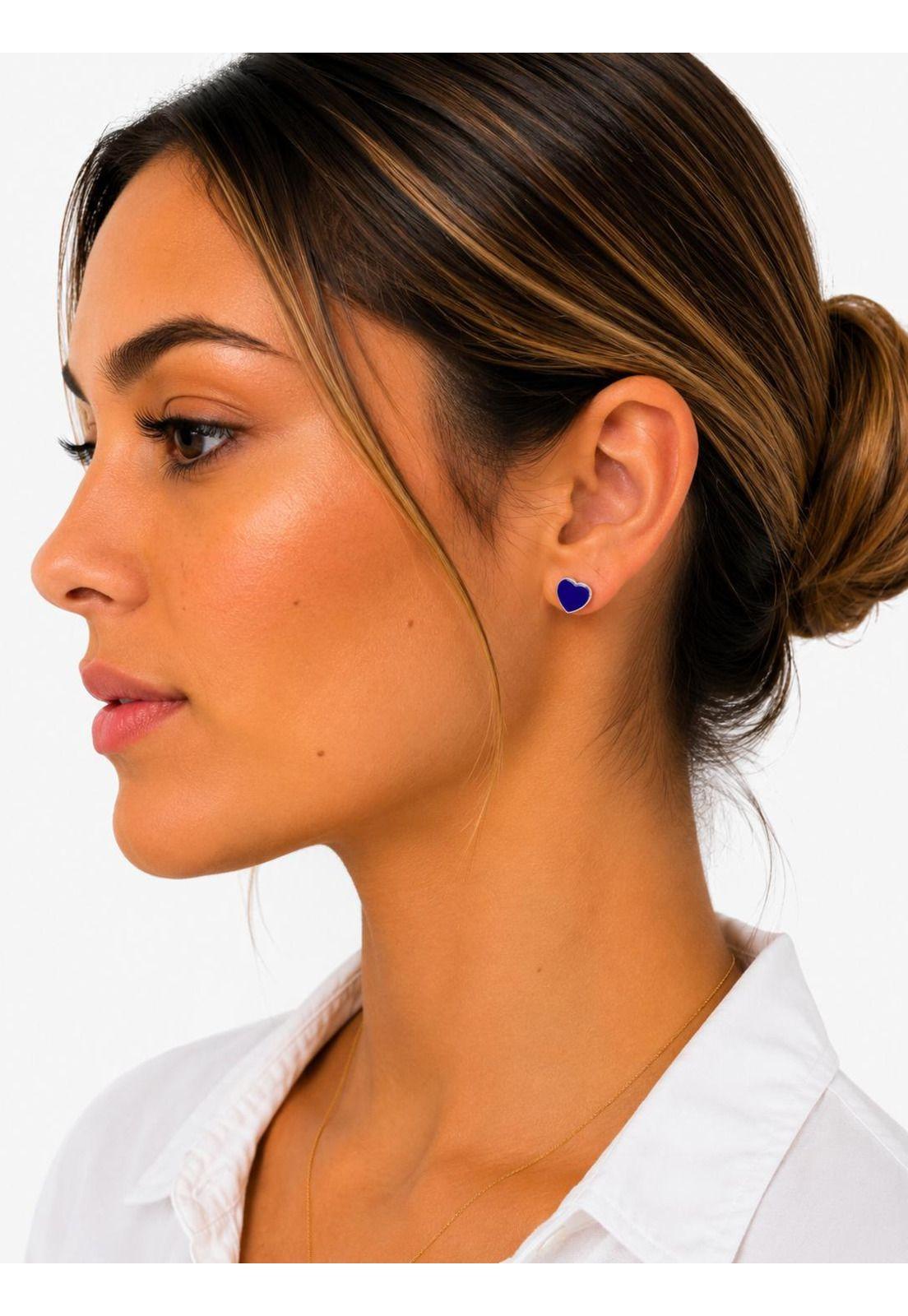 Aros Lapislázuli Corazón Plata 950 8mm Mujer Elegantes Piedra Azul-2