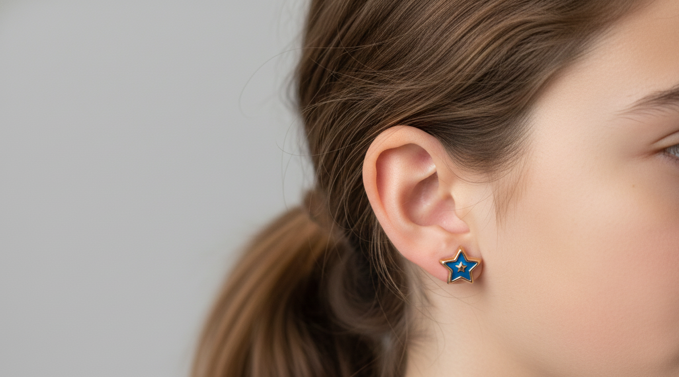 Aros Estrellas azules Abridores 5 mm Oro 14k nacional-2