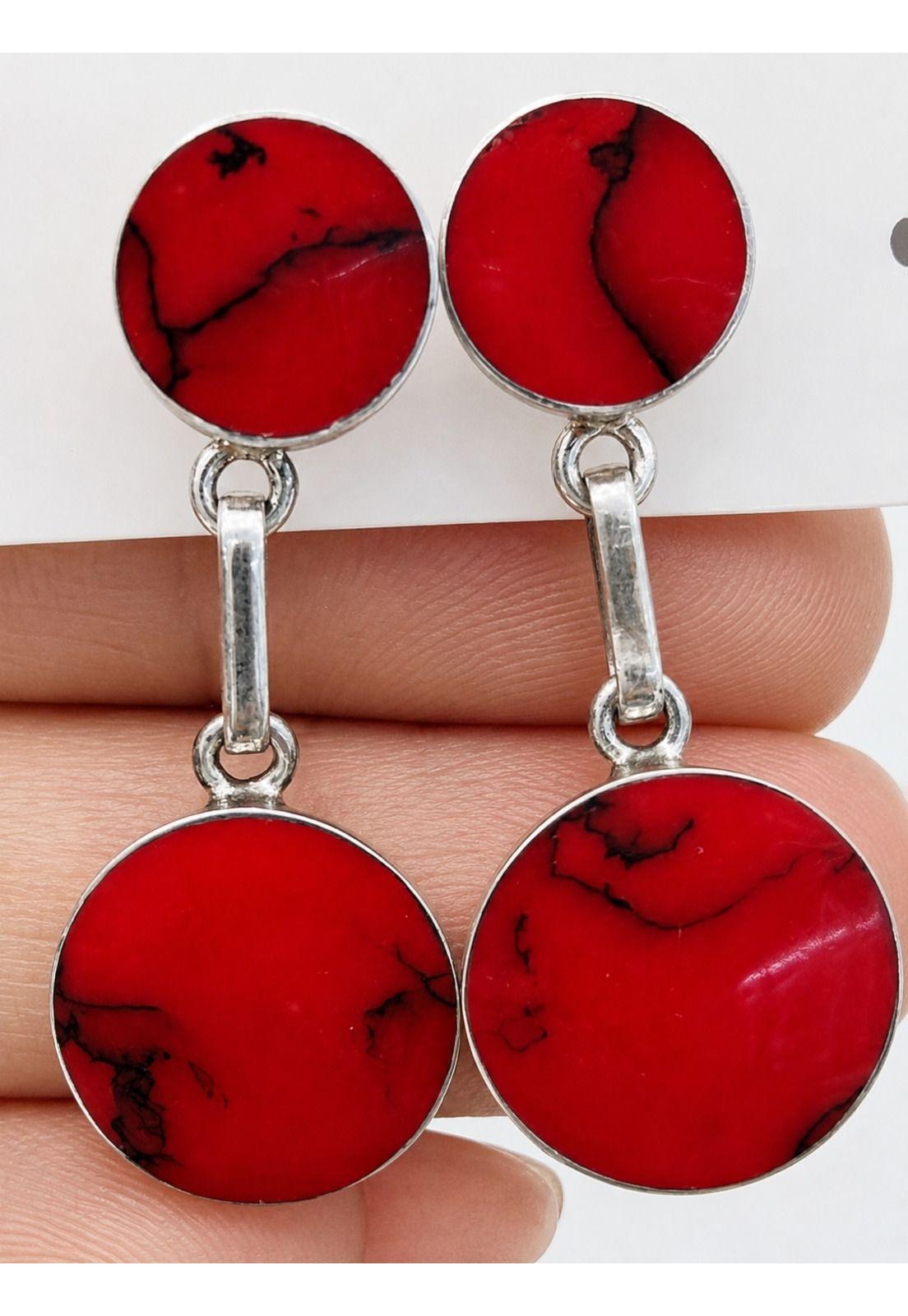 Aros Granate Circular Plata 950 Tornillo Mariposa Colgantes Mujer Elegantes Piedra Roja.-2