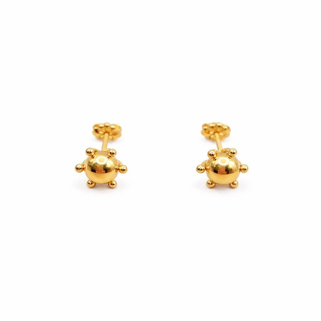 Aros Bolita Pistilo 4mm Oro 18k Nacional No1-0