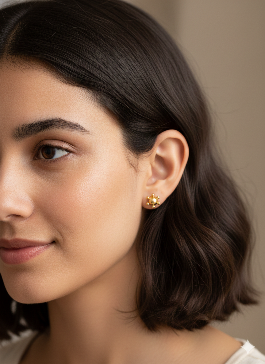 Aros Bolita Pistilo 4mm Oro 18k Nacional No1-3