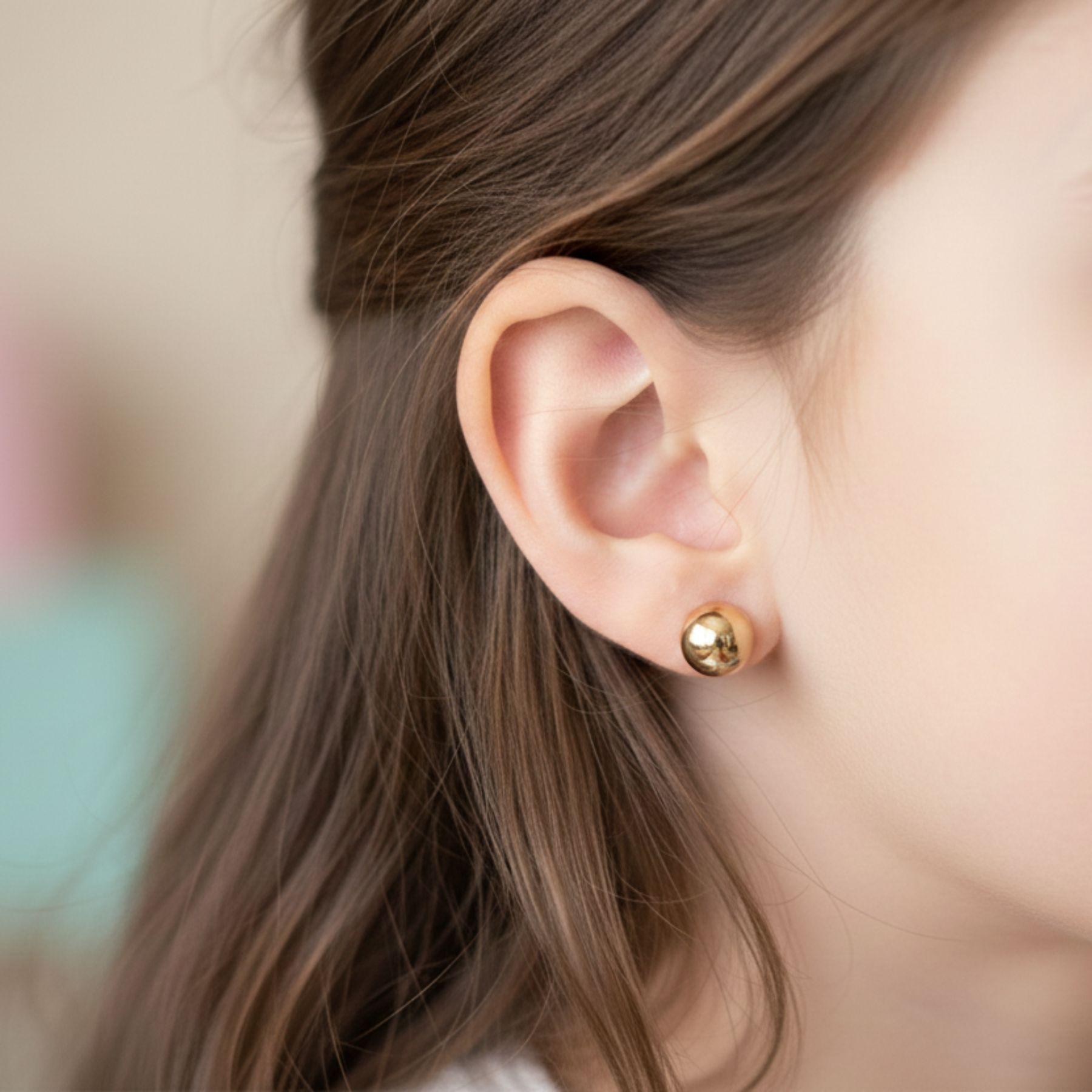 Aros Bolita Abridores 6 mm No6 Oro 14K Especial Primeros Aros-2