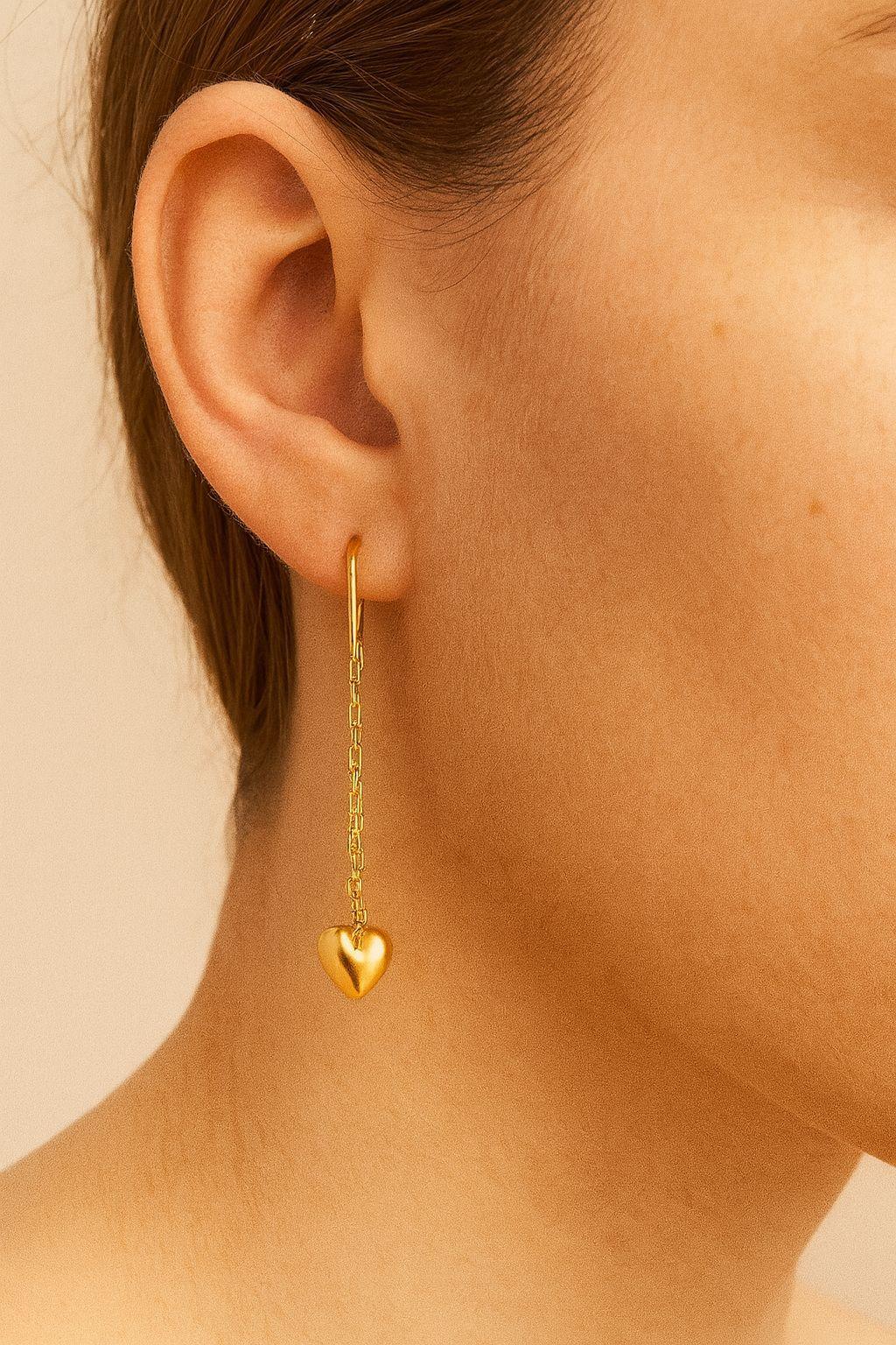 Aros Cadenas Corazón Oro 18k nacional 1.5 gr-2