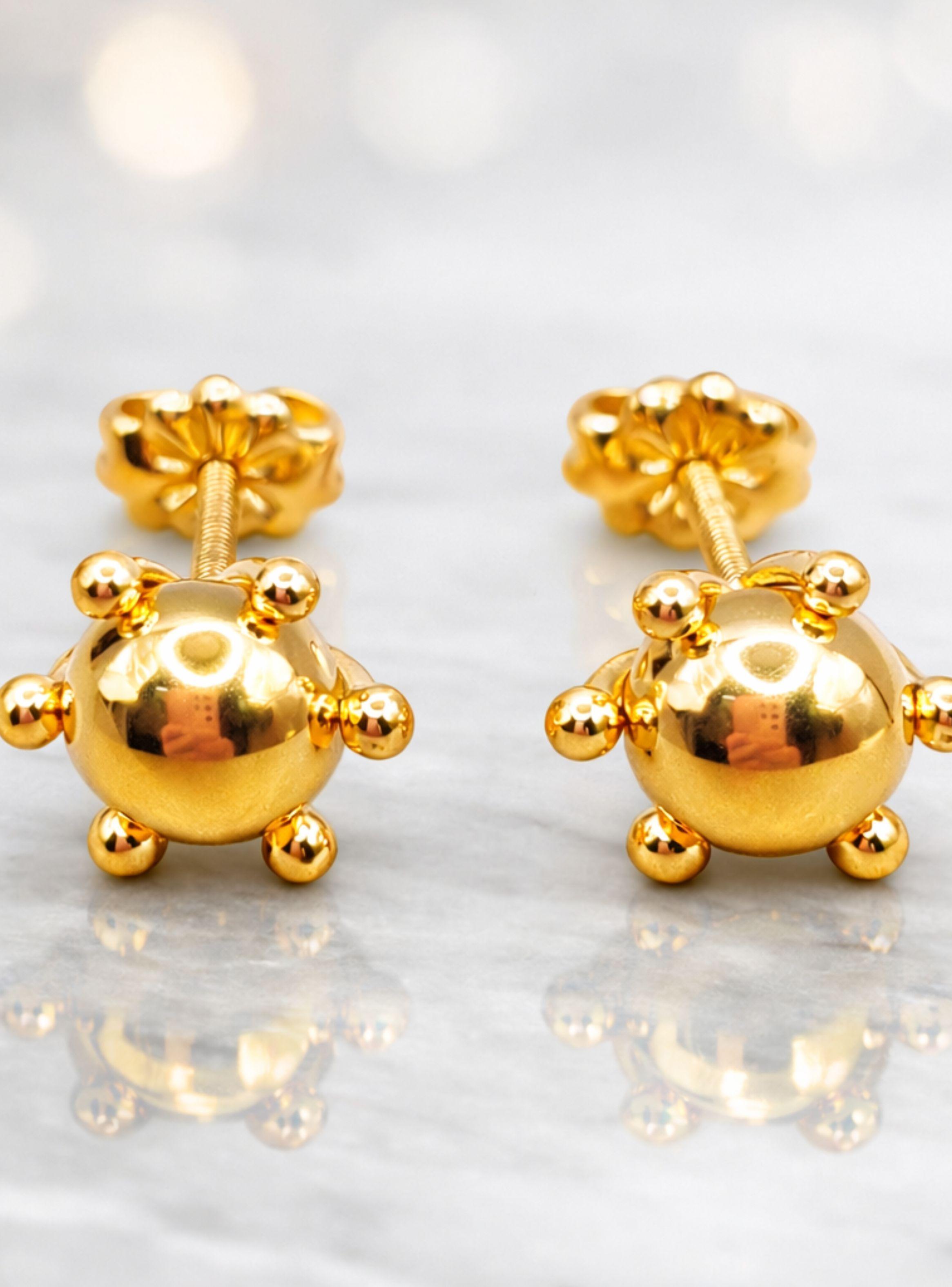 Aros Bolita pistilo 7mm Nº4 Oro 18k nacional 2 gr. -2