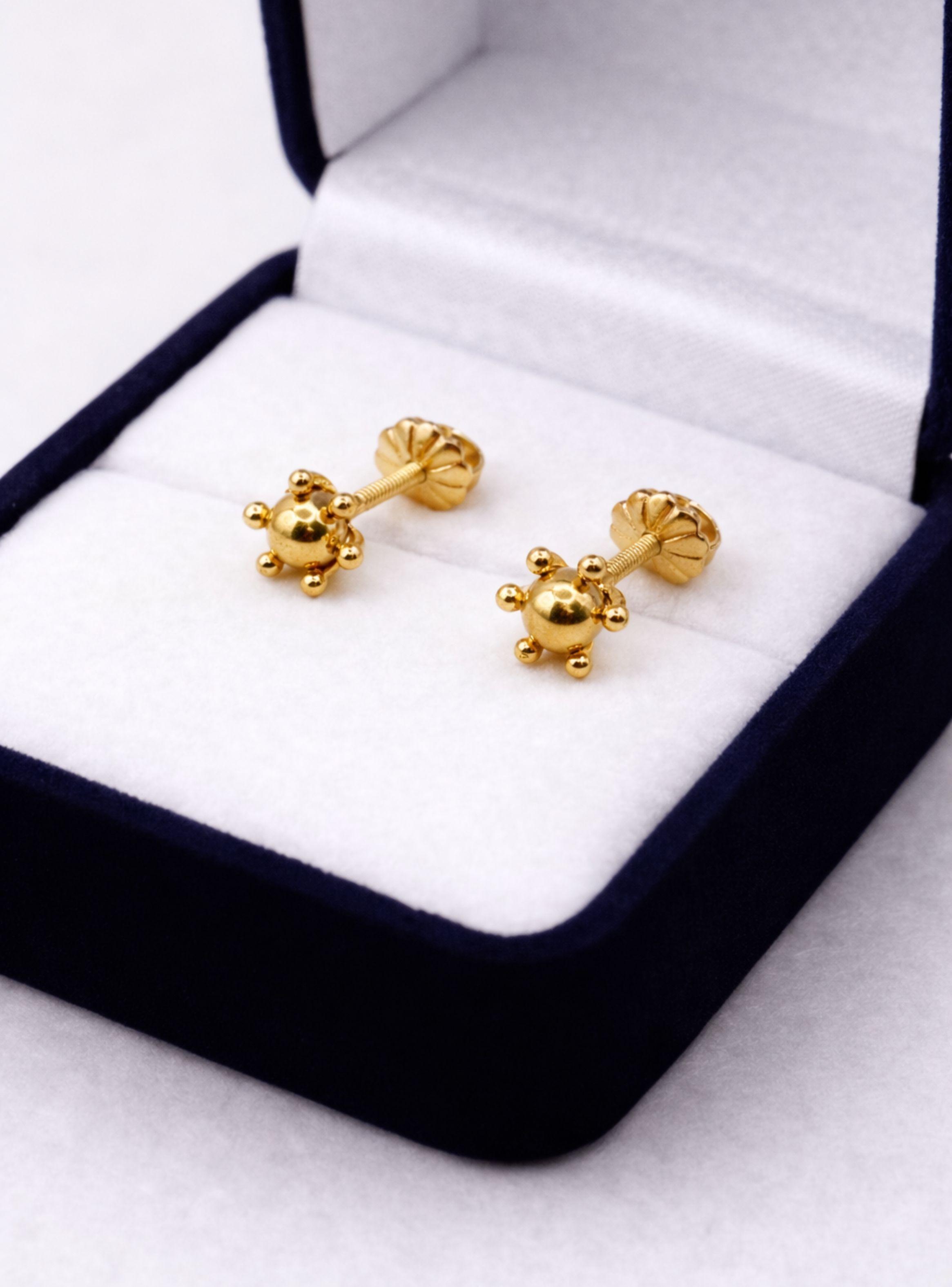 Aros Bolita pistilo 7mm Nº4 Oro 18k nacional 2 gr. -3