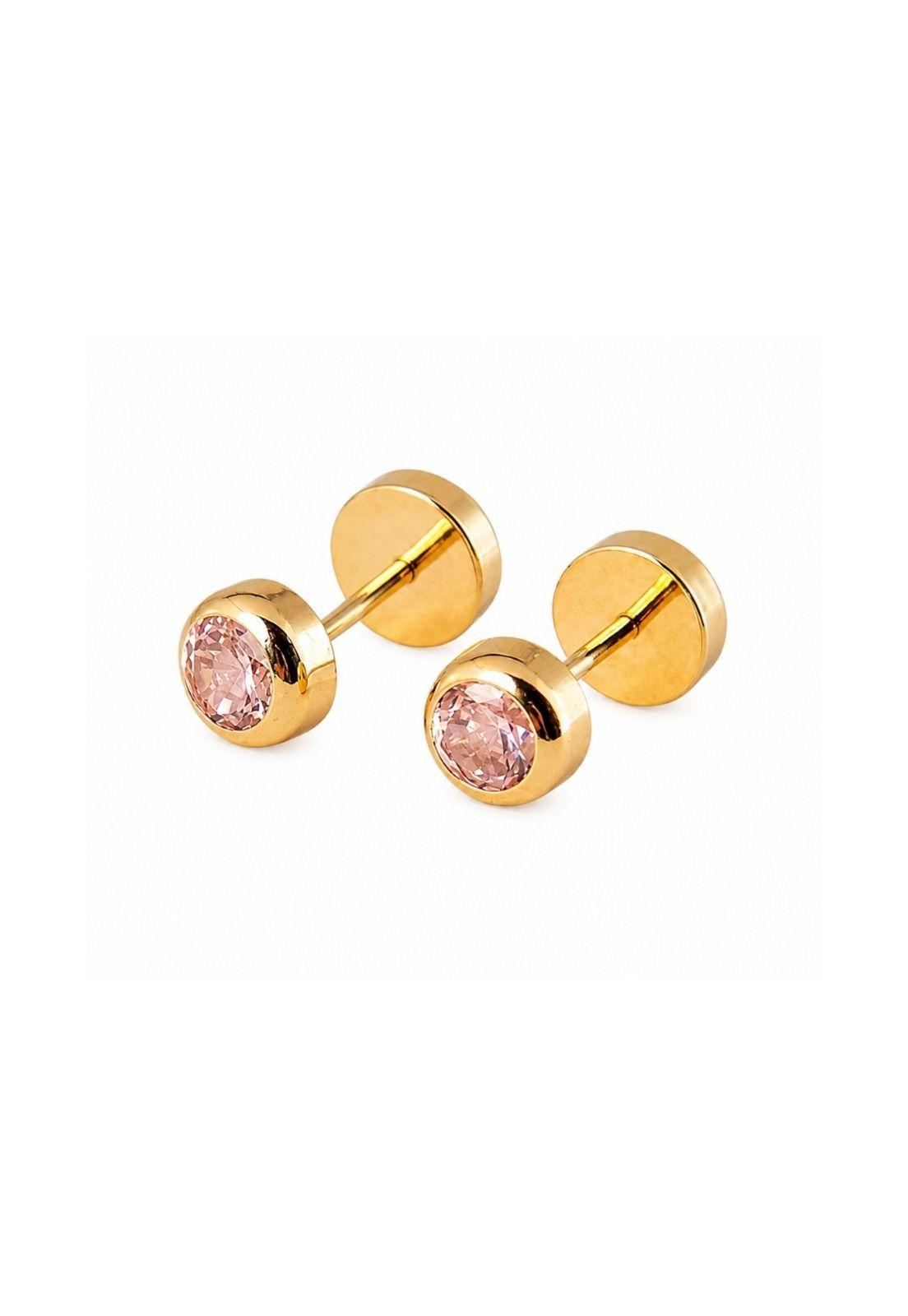 Aros Abridores Punto De Luz 4mm Oro 18k Circón Bebé Niña-0