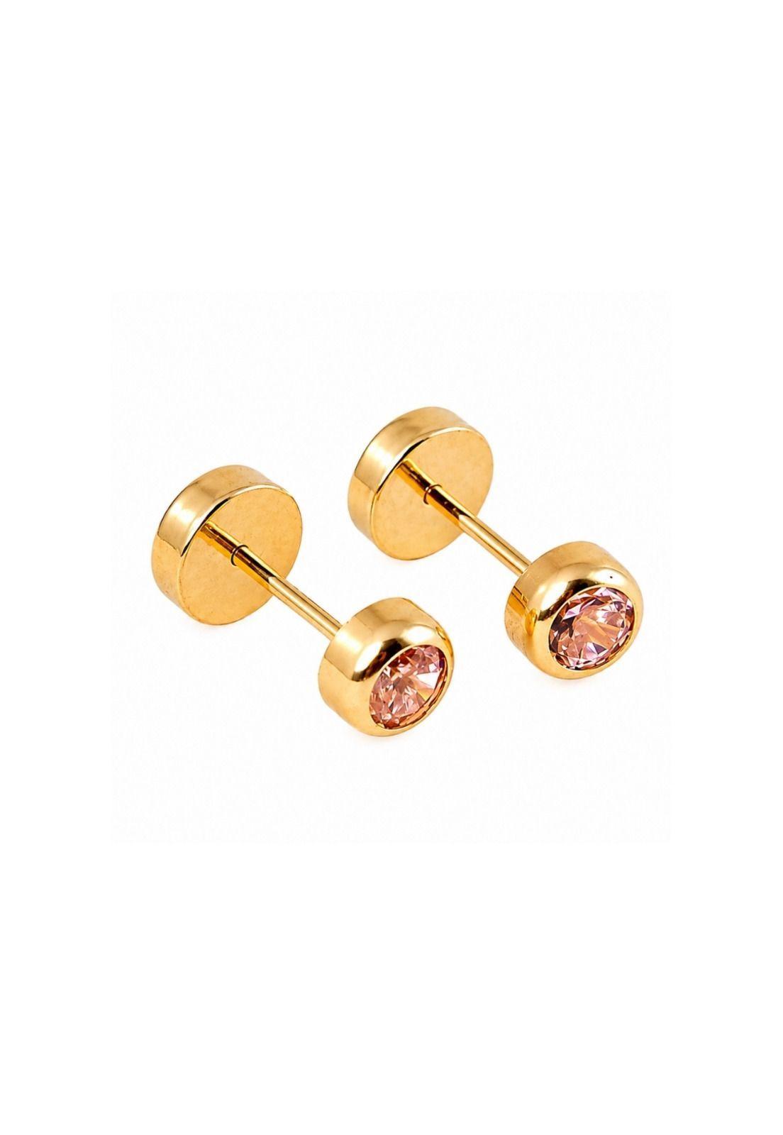 Aros Abridores Punto De Luz 4mm Oro 18k Circón Bebé Niña-1
