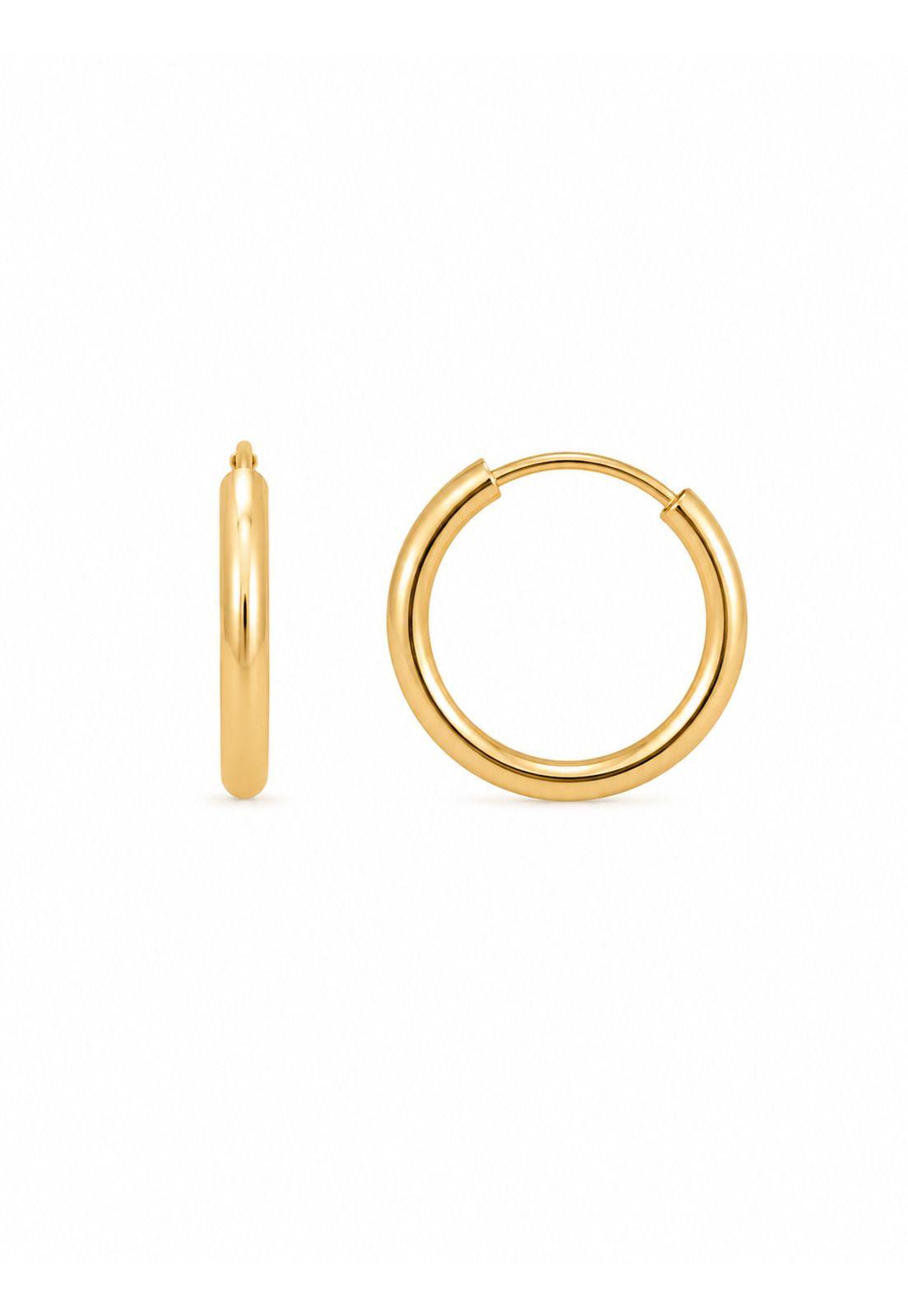 Aros Argolla Tubo 10mm Oro 18k 1.40gr Clásicas Regalo Mujer Dorado-2