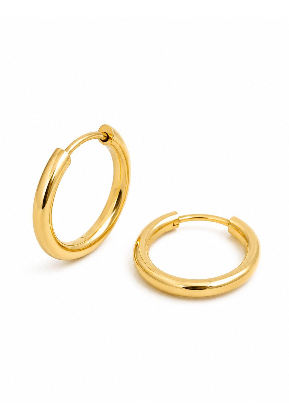 Aros Argolla Tubo 10mm Oro 18k 1.40gr Clásicas Regalo Mujer Dorado-3