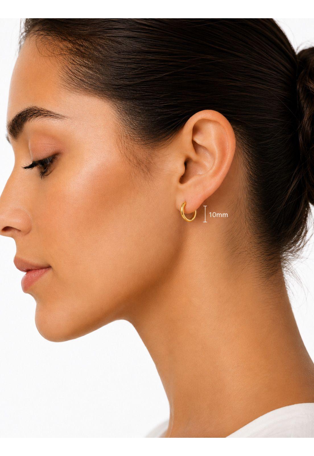 Aros Argolla Tubo 10mm Oro 18k 1.40gr Clásicas Regalo Mujer Dorado-5