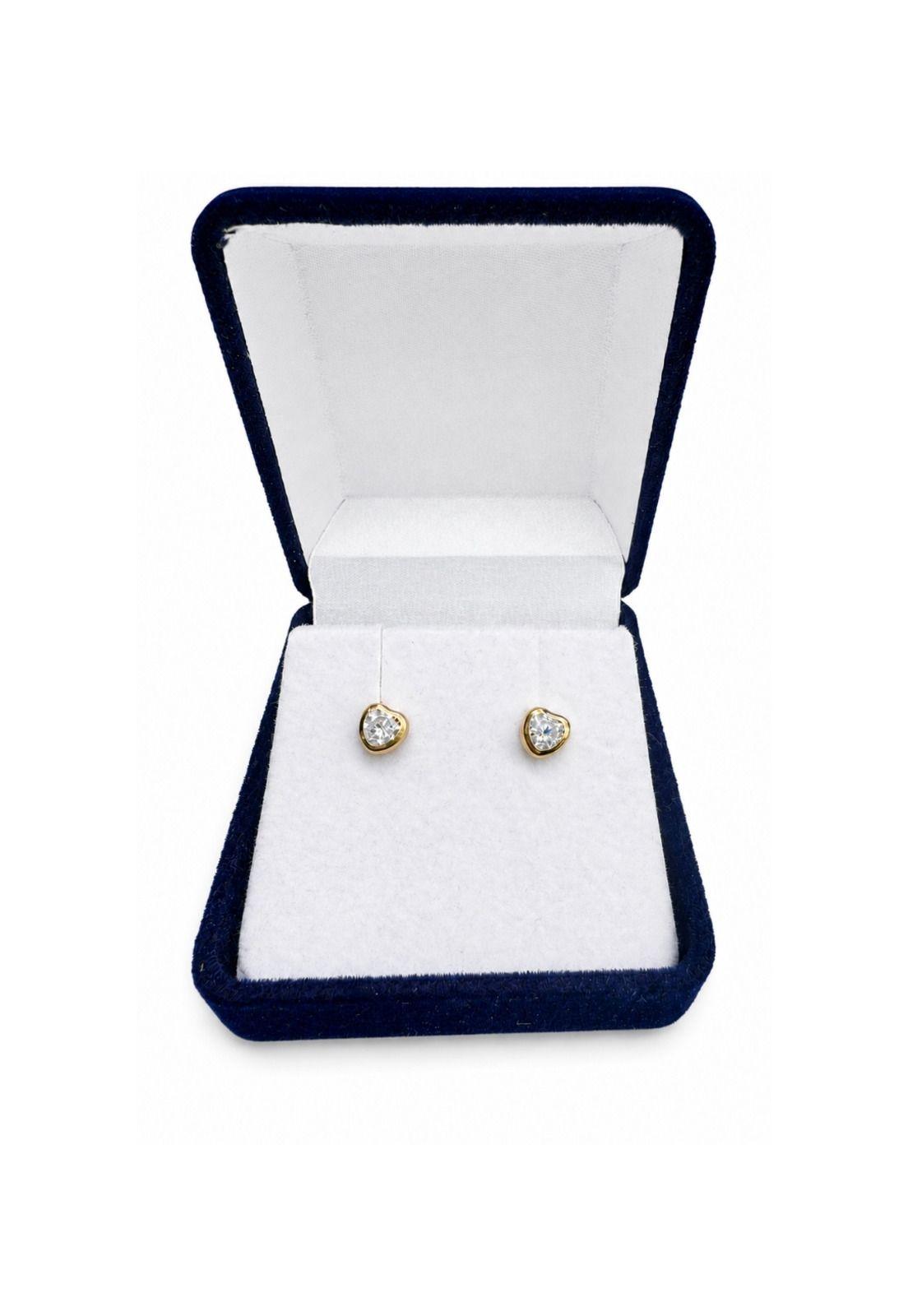 Aros Abridores Corazón 5mm Oro 18k Circón Bebé Niña-2