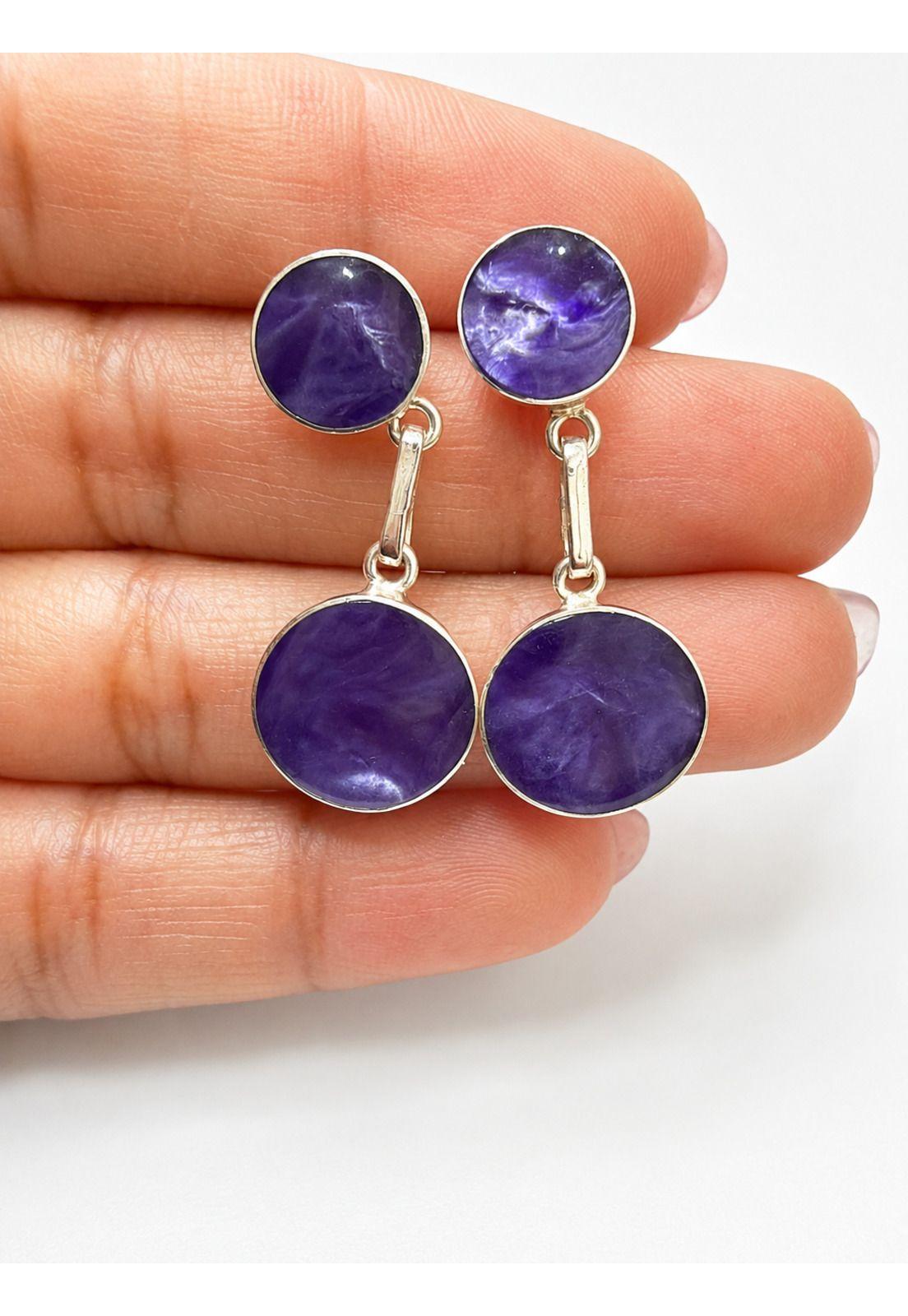 Aros Amatista Circular Plata 950 Colgantes Mujer Elegantes Piedra Violeta.-2