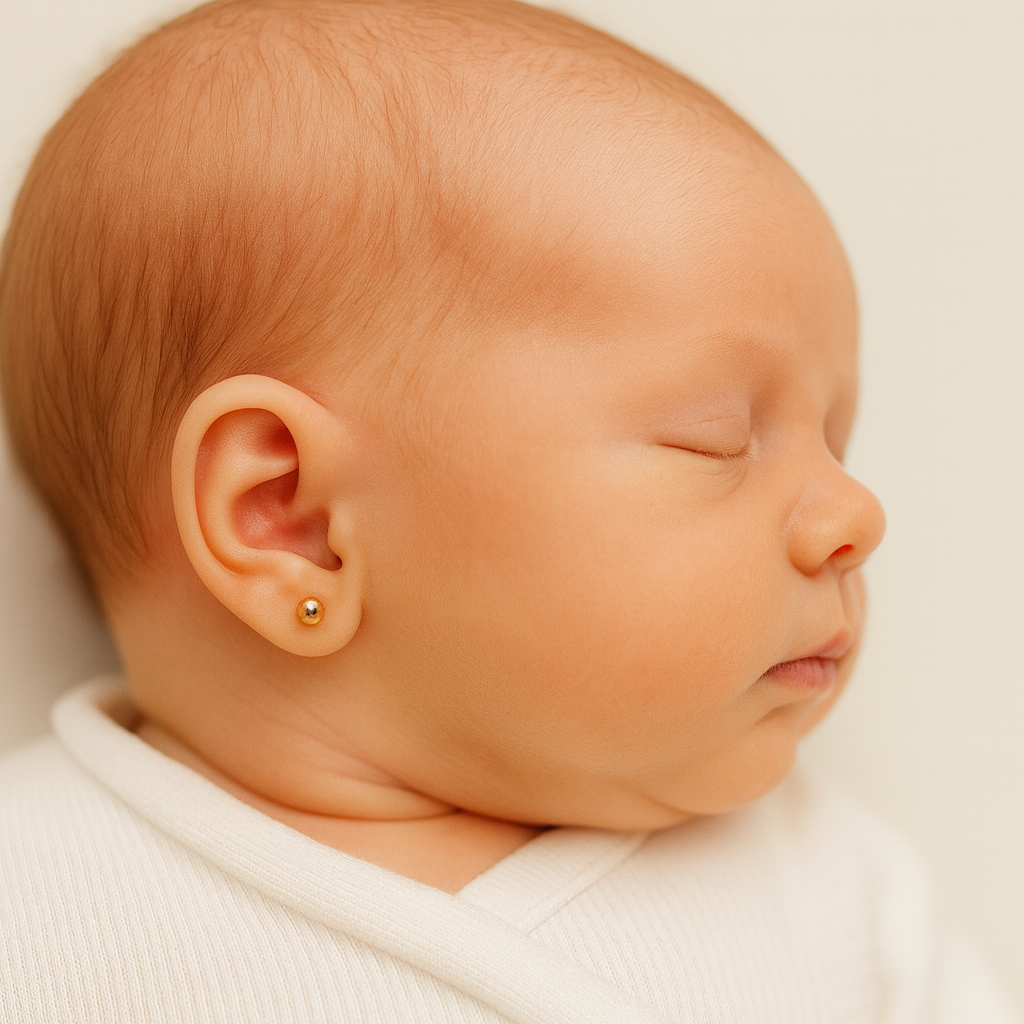 Aros Bolita Abridores 3.5 mm No2 Oro 14K Especial Primeros Aros-2