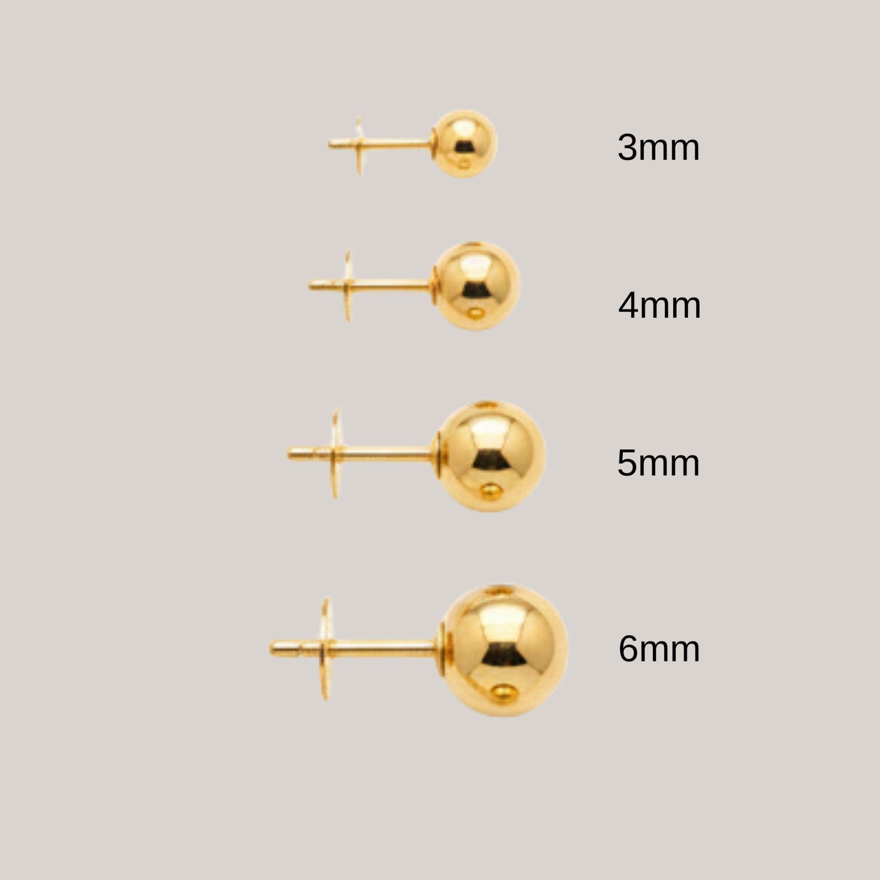 Aros Bolita Abridores 3.5 mm No2 Oro 14K Especial Primeros Aros-3