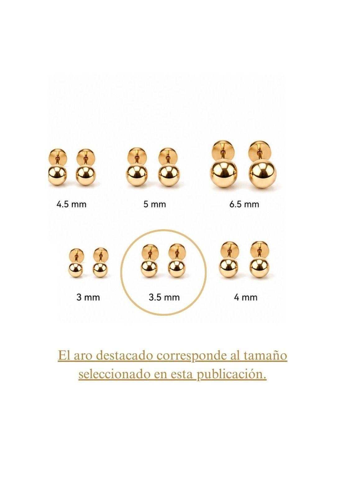 Aros Abridores Bolita 3.5mm N2 Oro14k Bebé Hipoalergénico Dorado-6