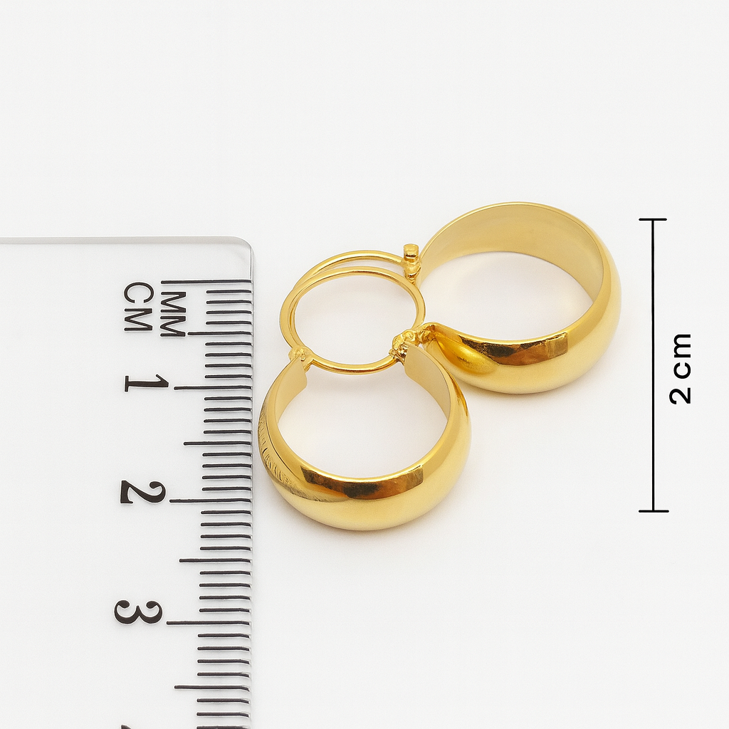 Aros Argollas Bote 2cm No2 Oro 18k nacional-2