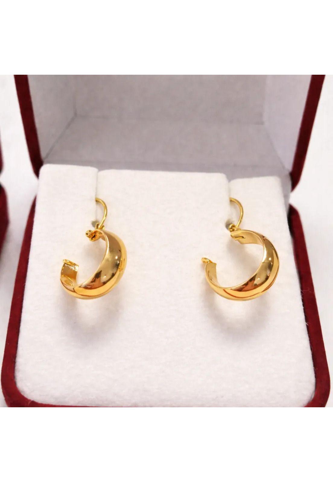 Aros Argolla Bote Largo 2cm No2 Oro 18k Nacional 1.70gr Dorado-2