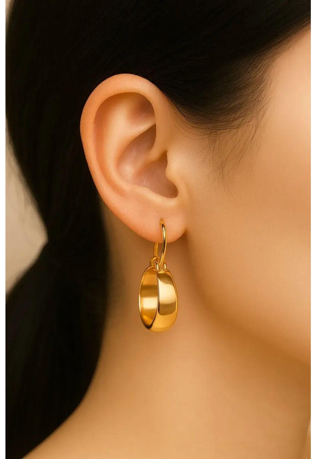 Aros Argolla Bote Largo 2cm No2 Oro 18k Nacional 1.70gr Dorado-3