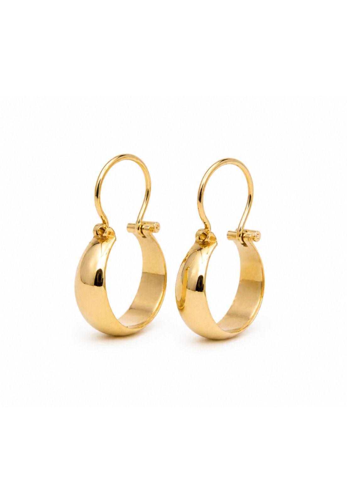 Aros Argolla Bote Largo 2cm No2 Oro 18k Nacional 1.70gr Dorado-2
