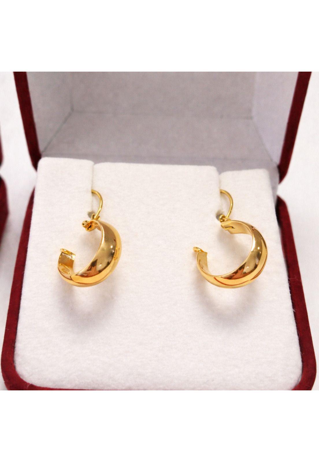Aros Argolla Bote Largo 2cm No2 Oro 18k Nacional 1.70gr Dorado-5