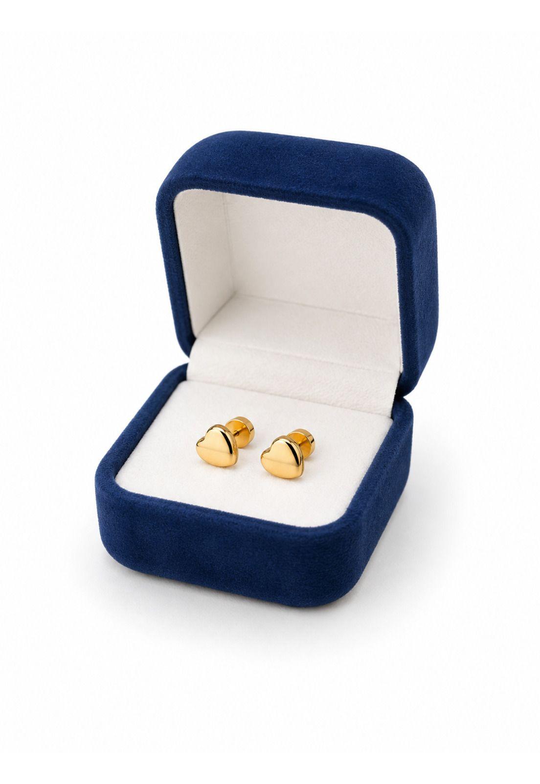 Aros Abridores Corazón 5x5mm Oro 14k Bebé Niña Hipoalergénic Dorado-4