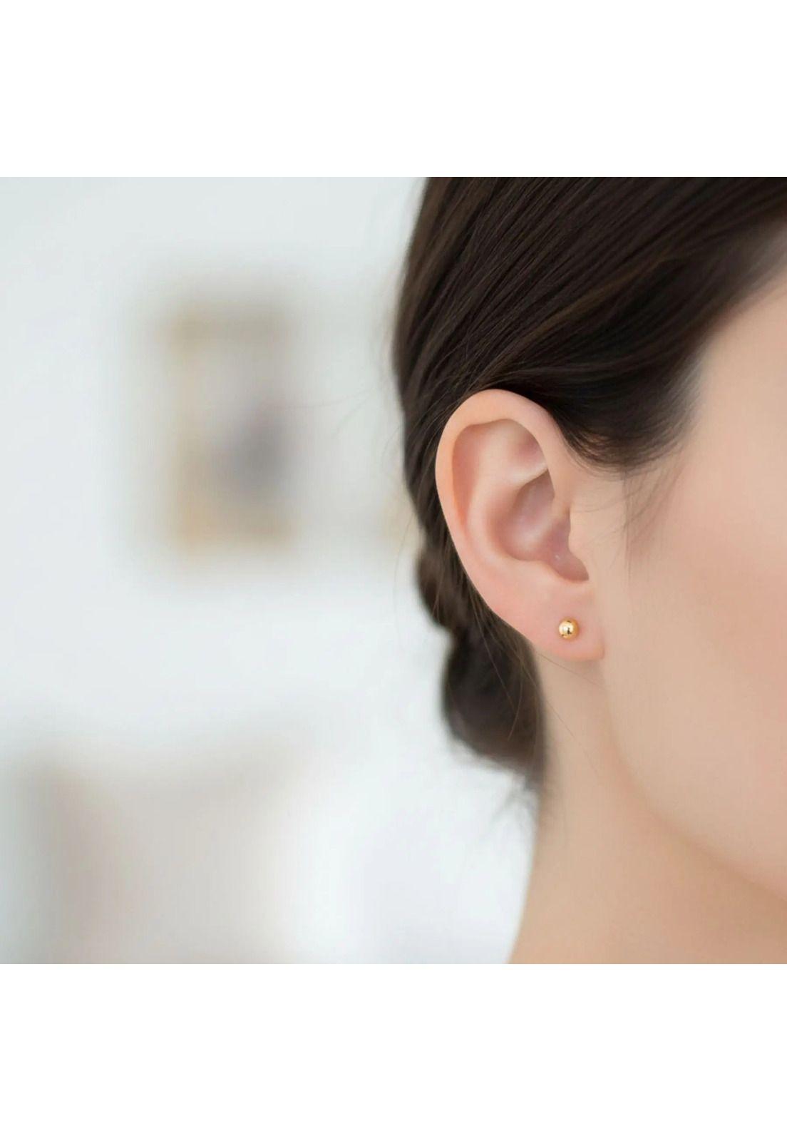 Aros Abridores Bolita 4mm N3 Oro 14k Bebé Niña Hipoalergénic Dorado-2
