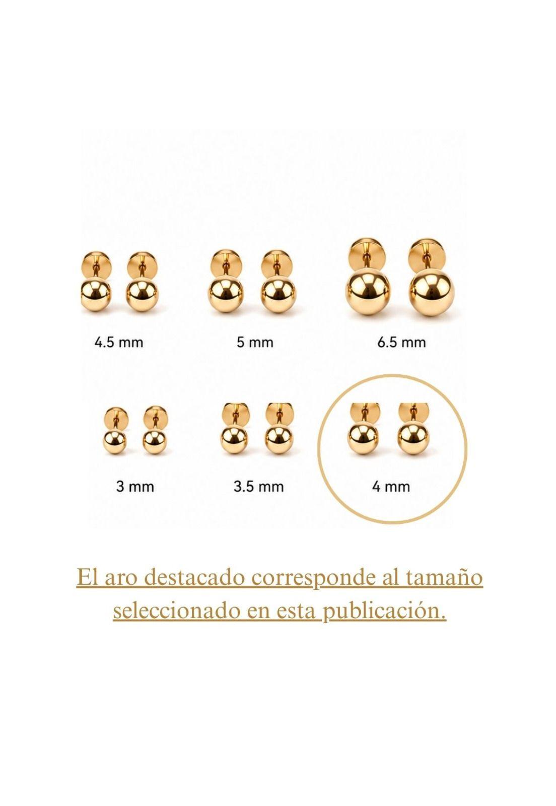 Aros Abridores Bolita 4mm N3 Oro 14k Bebé Niña Hipoalergénic Dorado-5