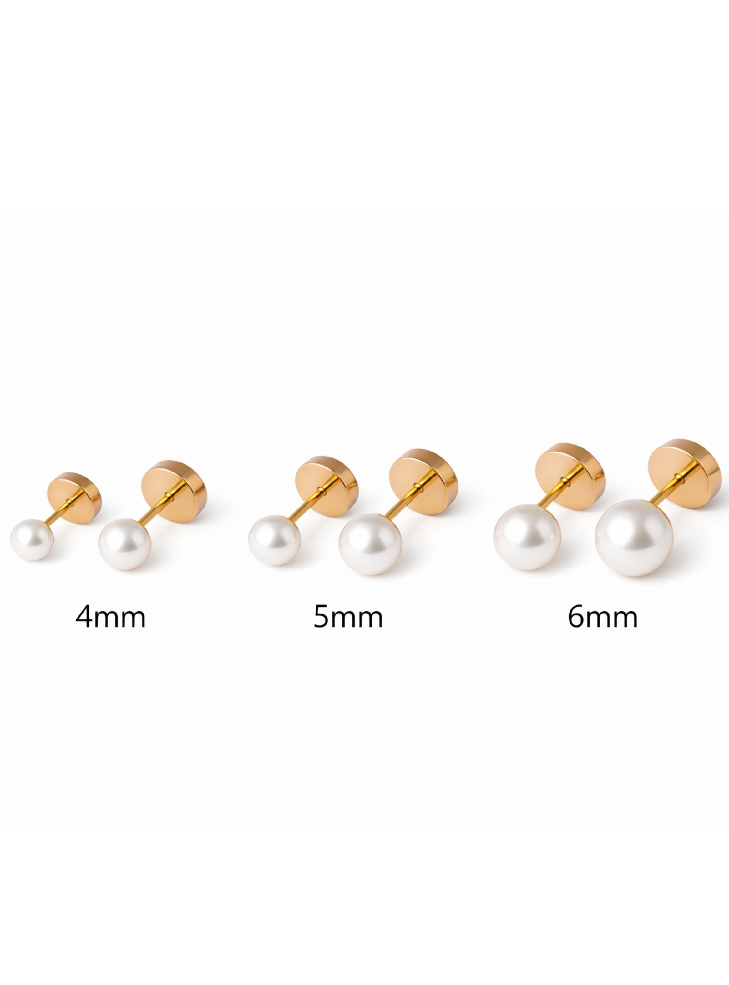 Aros Perla Casquillo 5mm No2 Oro 14k -2