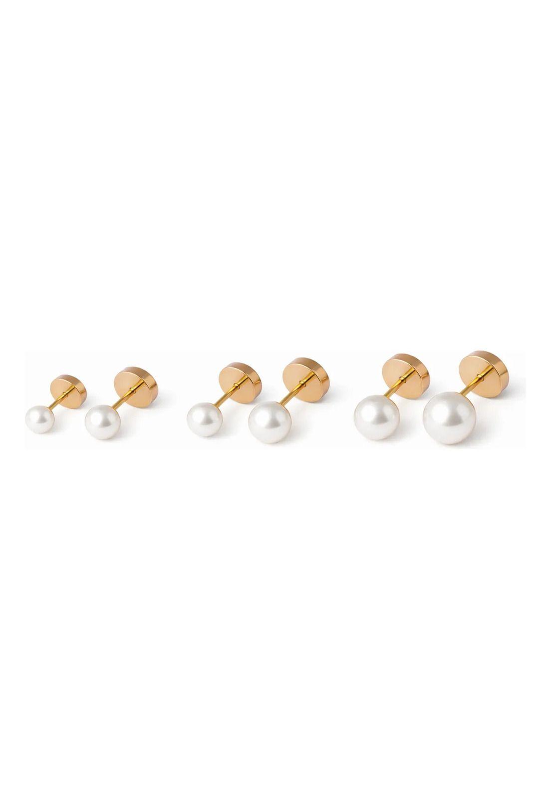 Aros Abridores Perla Casquillo 5mm N2 Oro 14k Bebé Dorado-3