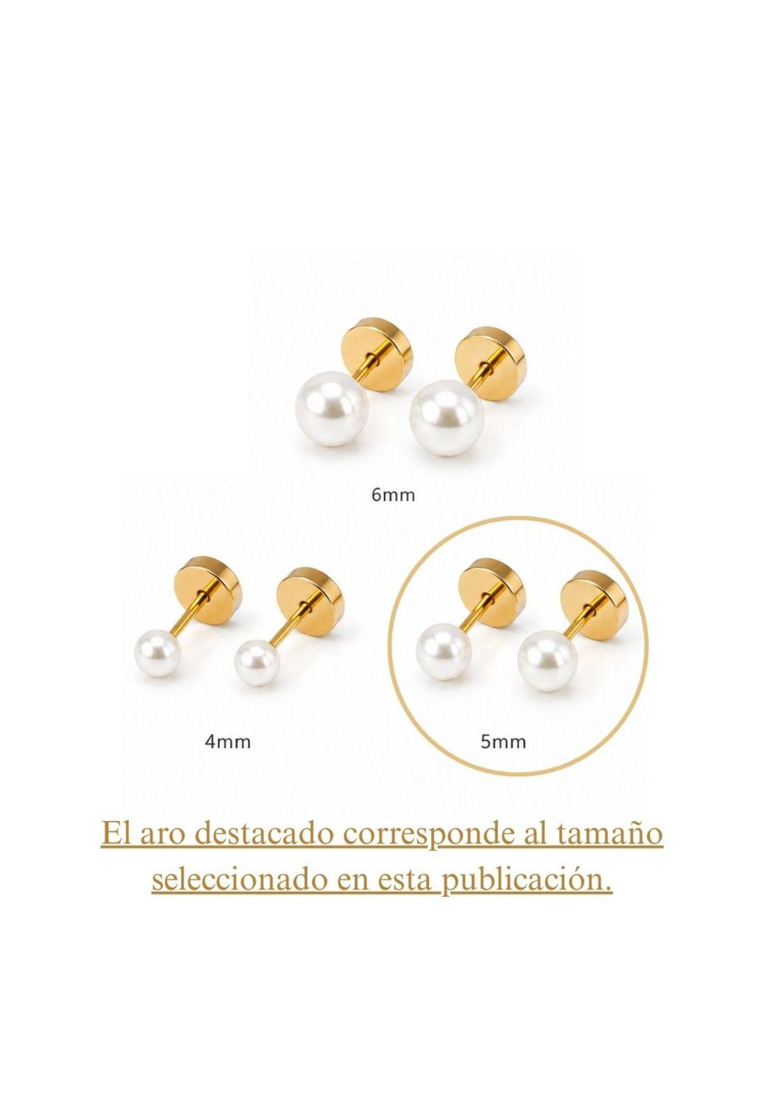 Aros Abridores Perla Casquillo 5mm N2 Oro 14k Bebé Dorado-3