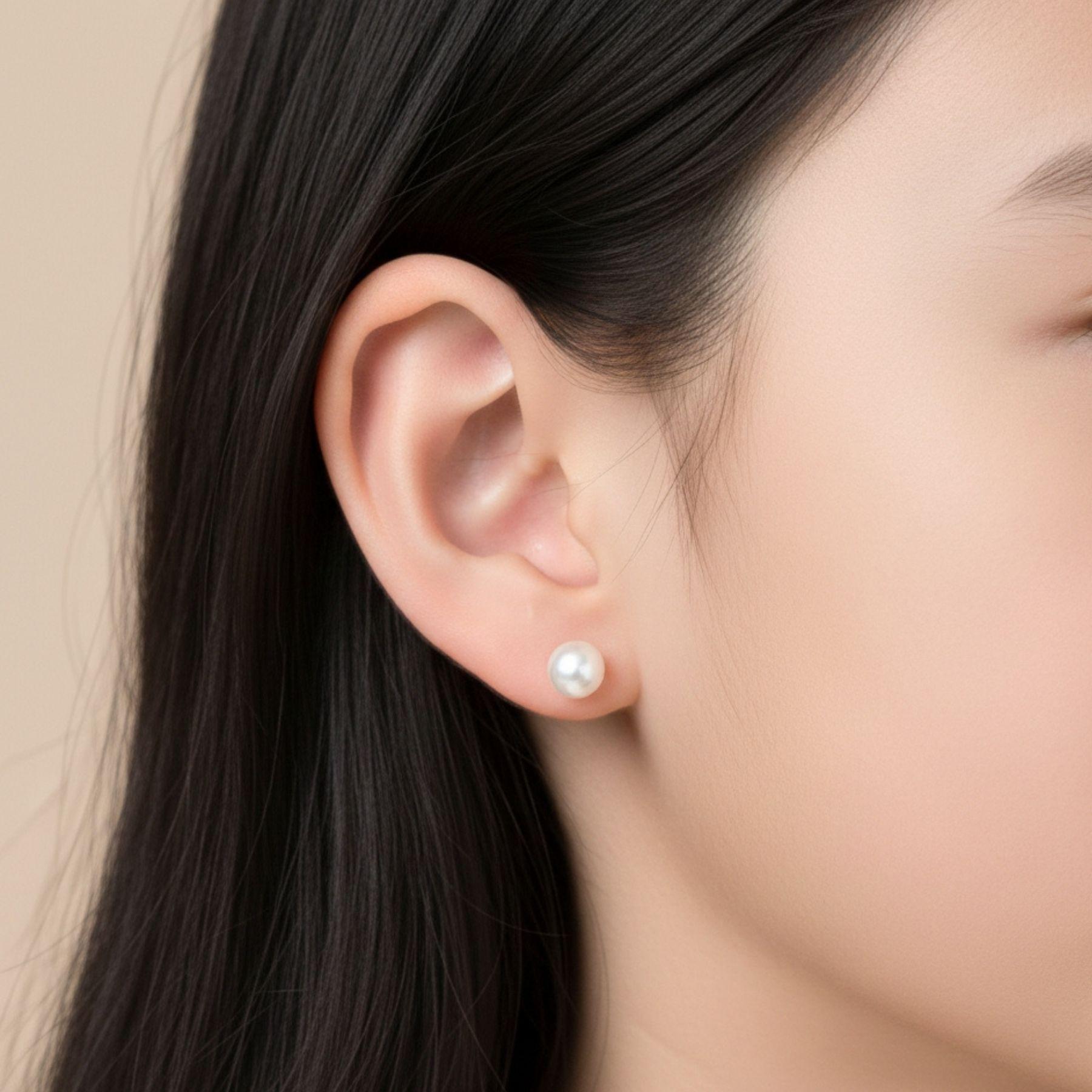 Aros Perla Cultivada 5 mm Casquillo No3 Oro 18K Nacional-2