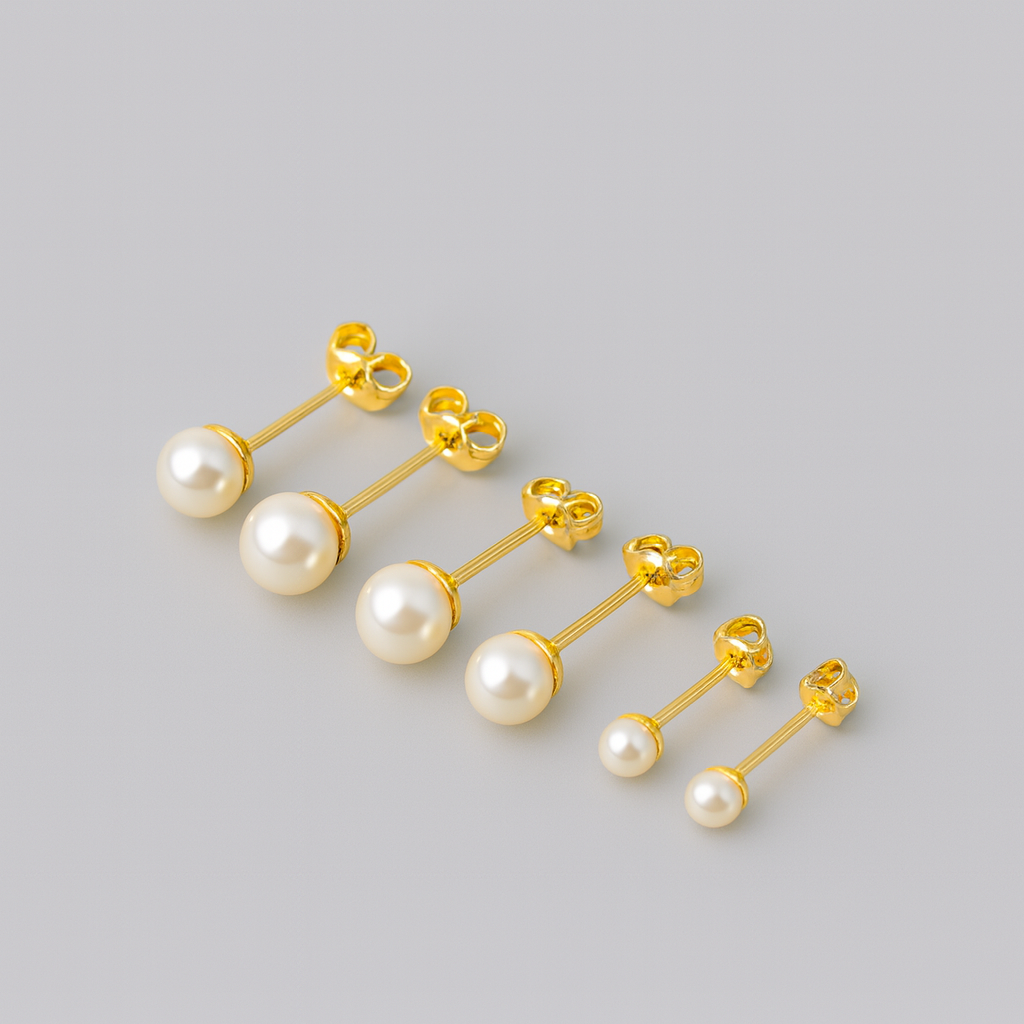 Aros Perla Cultivada 5 mm Casquillo No3 Oro 18K Nacional-3