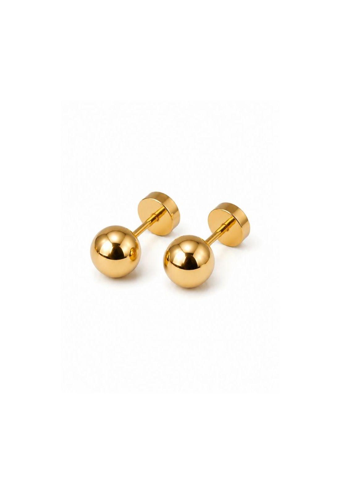 Aros Abridores Bolita 6.5 Mm N7 Oro 14k Niña Hipoalergénicos Dorado-0