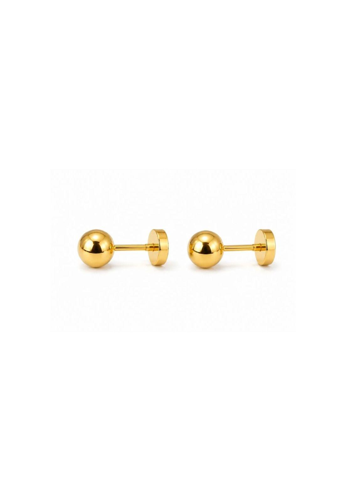 Aros Abridores Bolita 6.5 Mm N7 Oro 14k Niña Hipoalergénicos Dorado-2