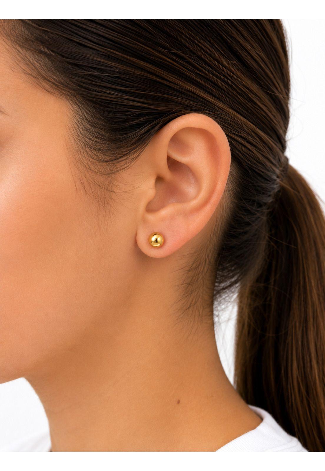 Aros Abridores Bolita 6.5 Mm N7 Oro 14k Niña Hipoalergénicos Dorado-3