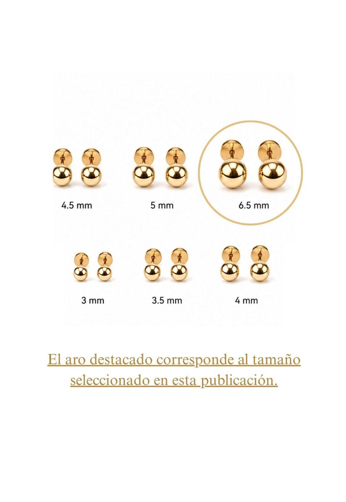 Aros Abridores Bolita 6.5 Mm N7 Oro 14k Niña Hipoalergénicos Dorado-5
