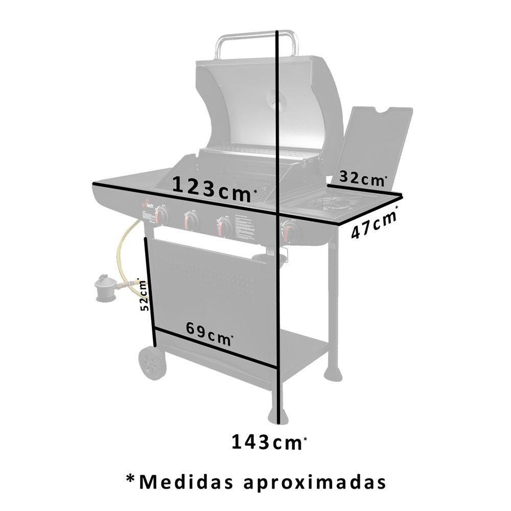 ASADERA GAS GRILLTECH 3 QUEMADORES + 1 LATERAL +reg/mang-3