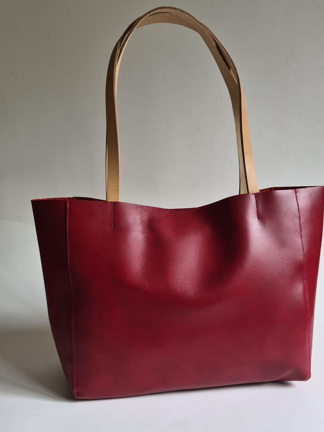 Cartera Cuero Mediana Tote Rojo-2